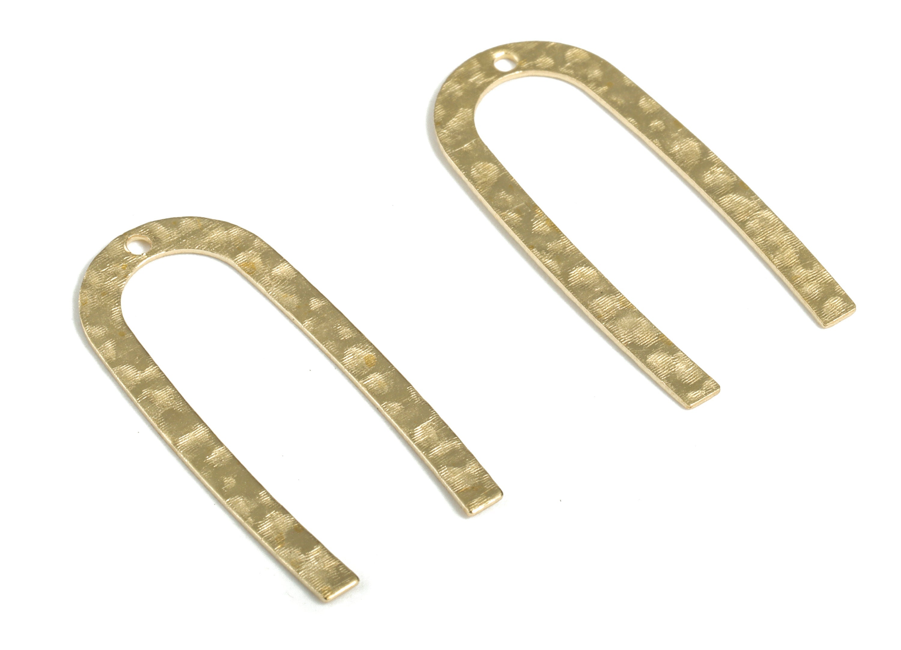 Brass Hammered U Earring Charms - Raw Brass U Pendant - Earring Findings - Jewelry Making Supplies - 27.02x12.84x0.48mm - PP3913 - DOMEDBAZAAR