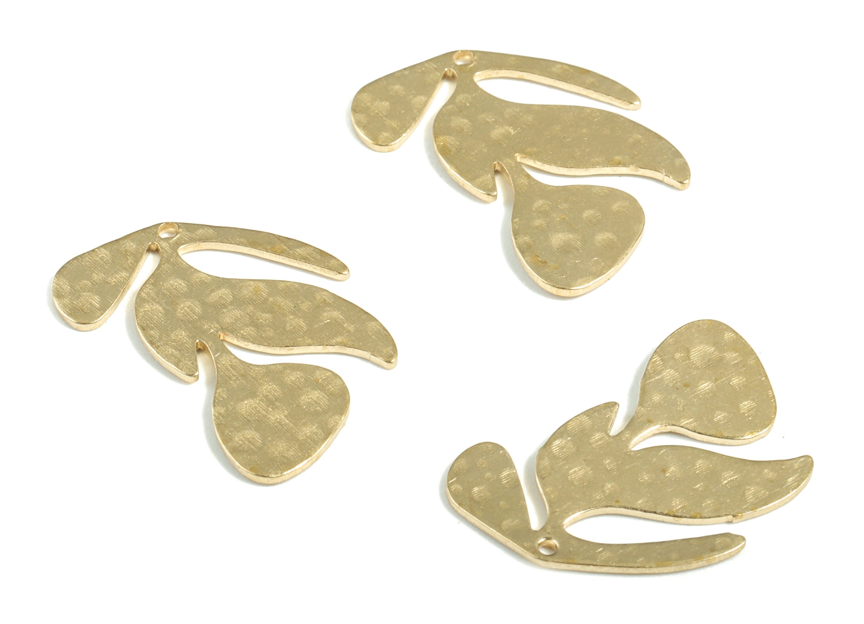 Brass Hammered Flower Earring Charms - Raw Brass Flower Pendant - Earring Findings - Jewelry Making Supplies - 21.11x15.11x0.86mm - PP3855 - DOMEDBAZAAR