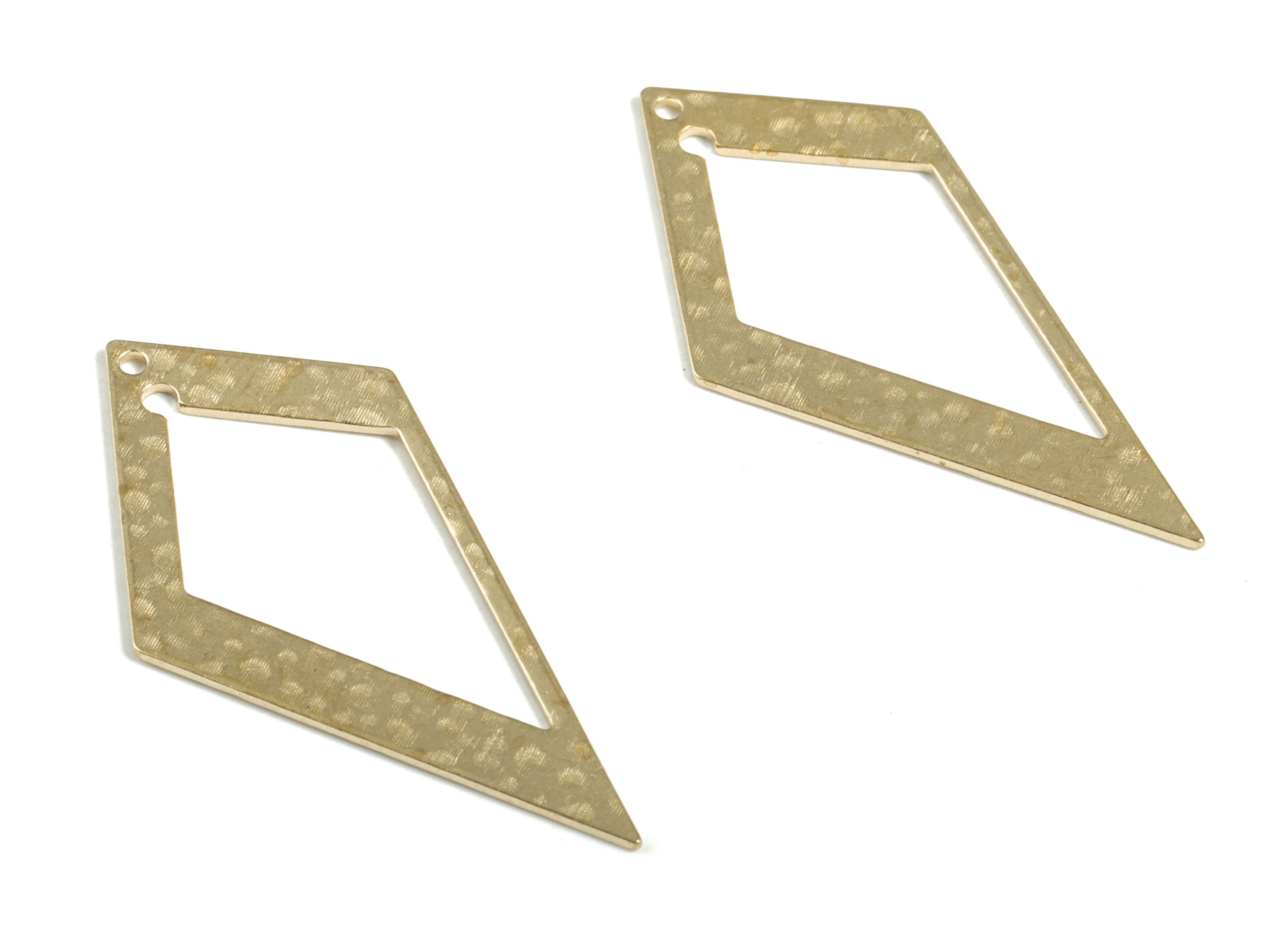 Brass Hammered Diamond Earring Charms - Raw Brass Diamond Pendant - Earring Findings - Jewelry Making Supplies - 39.49x20.81x0.85mm - PP3877 - DOMEDBAZAAR
