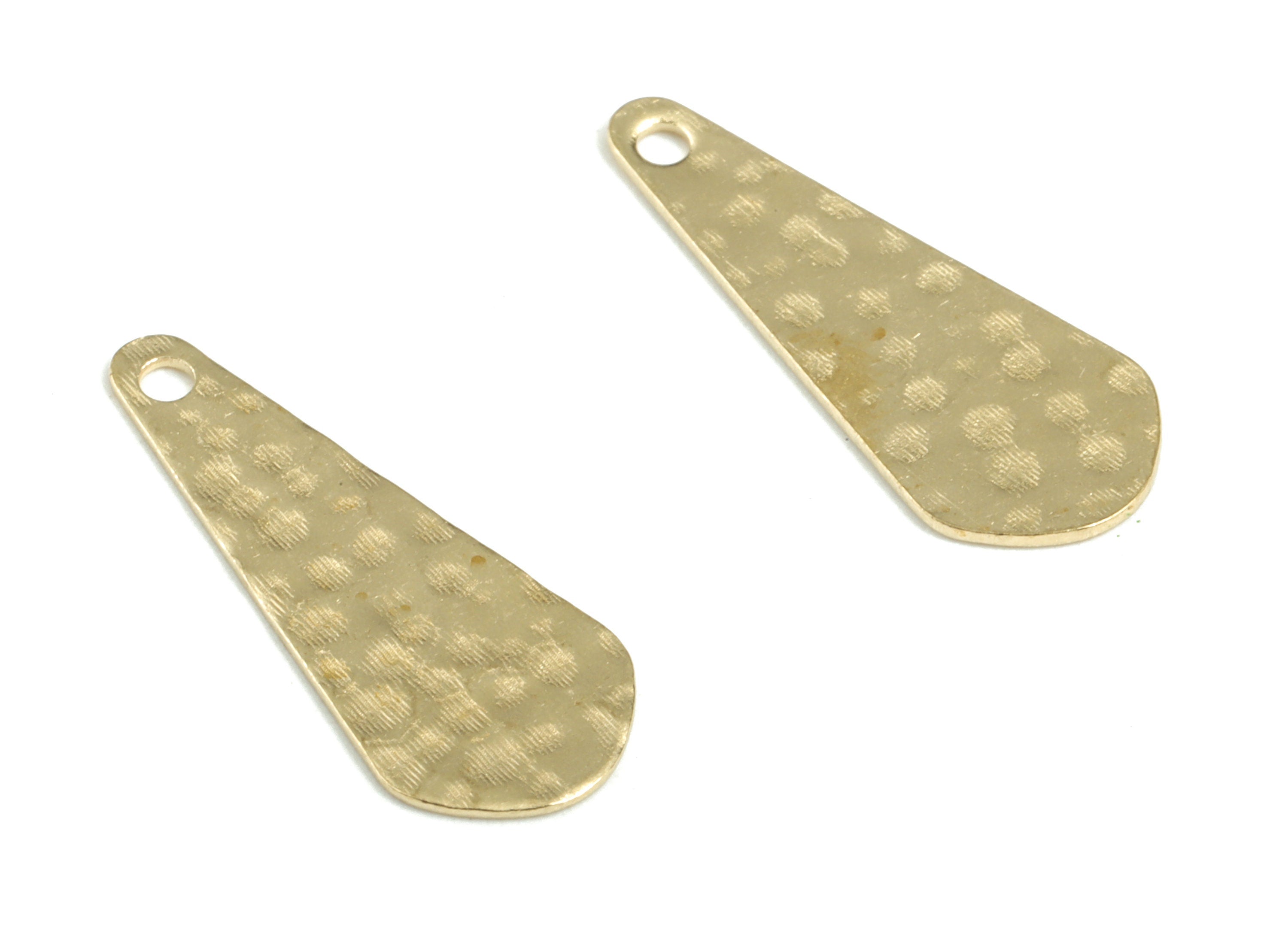 Brass Hammered Drop Earring Charms - Raw Brass Drop Pendant - Earring Findings - Jewelry Making Supplies - 19.99x7.95x0.48mm - PP3888 - DOMEDBAZAAR