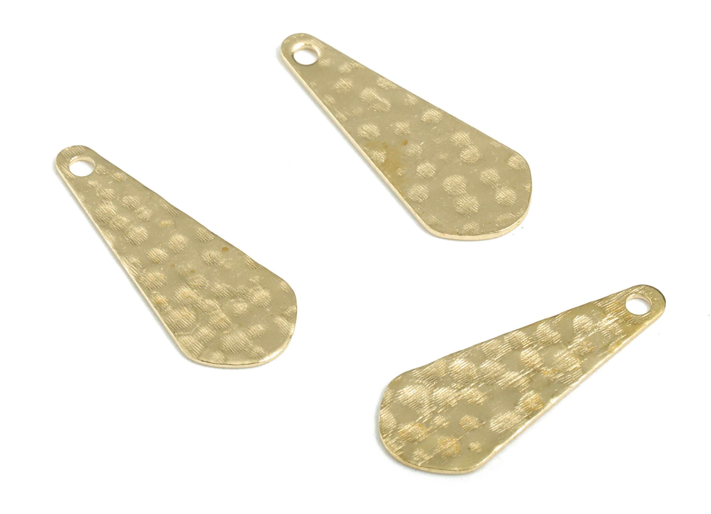 Brass Hammered Drop Earring Charms - Raw Brass Drop Pendant - Earring Findings - Jewelry Making Supplies - 19.99x7.95x0.48mm - PP3888 - DOMEDBAZAAR