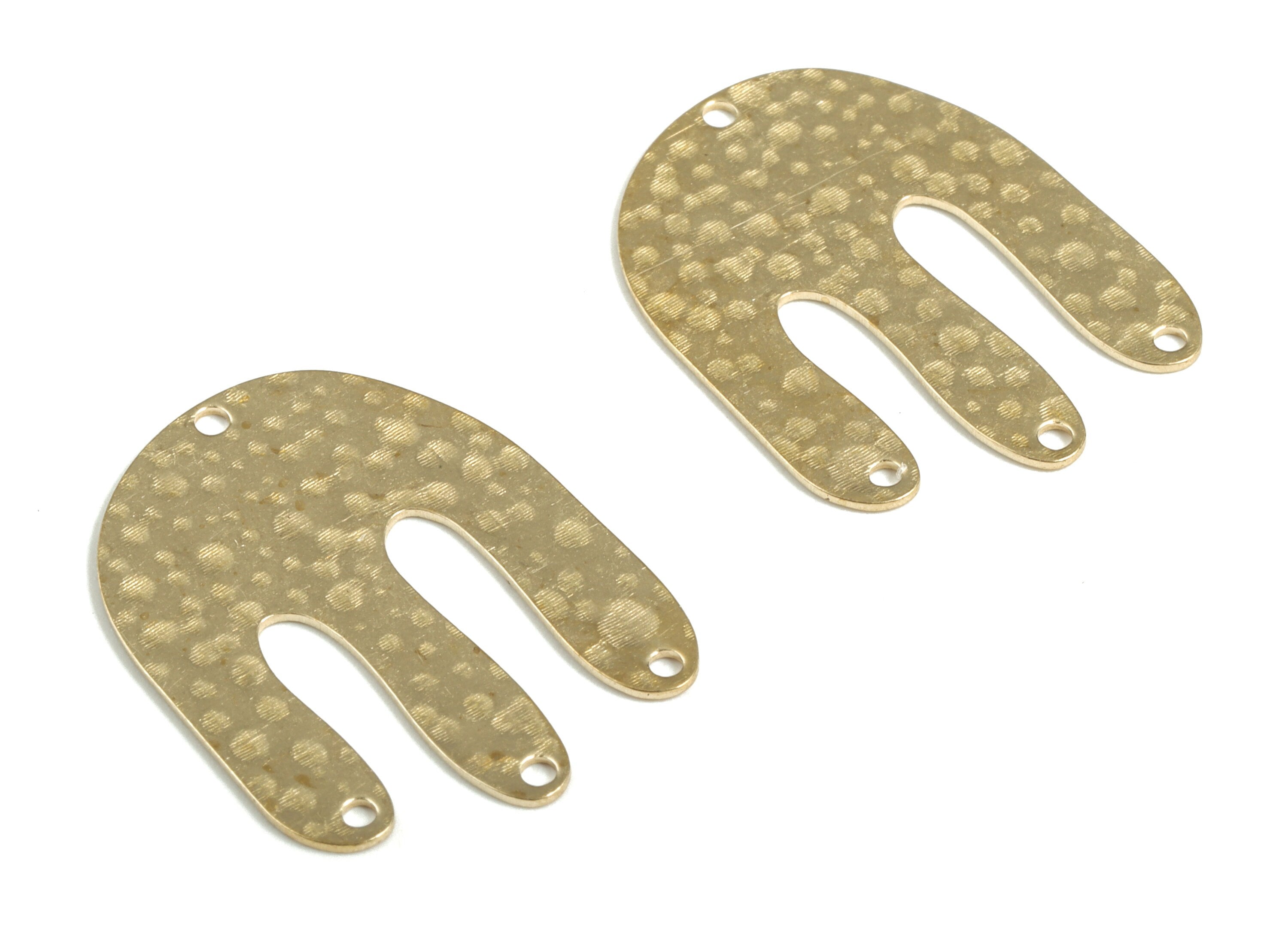 Brass Hammered M Earring Connector - Raw Brass M Earring Charms - 4 Holes - Jewelry Making Supplies - 26.1x19.98x0.59mm - PP3924 - DOMEDBAZAAR