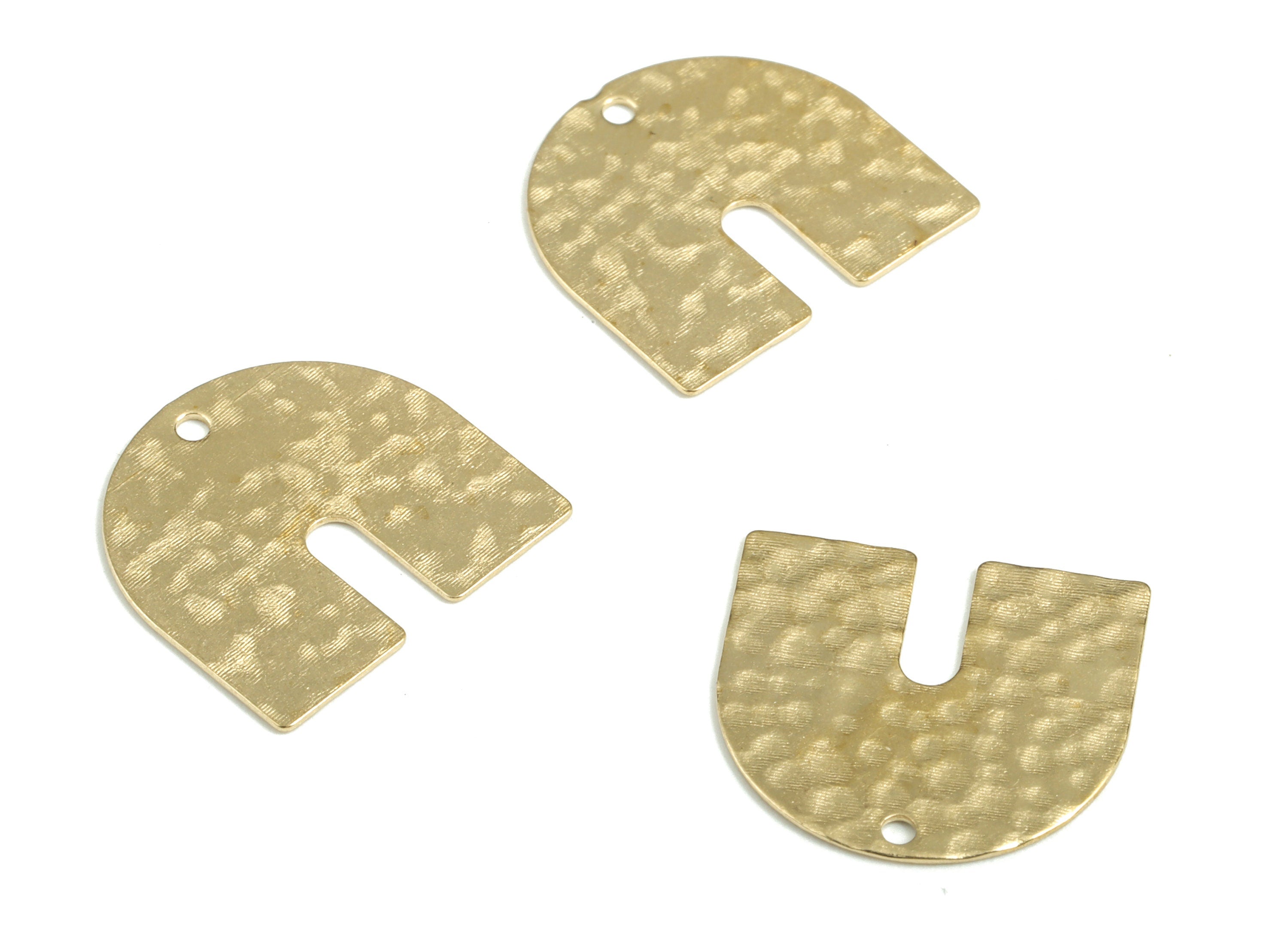 Brass Hammered U Earring Charms - Raw Brass U Pendant - Earring Findings - Jewellery Making Supplies - 16.98x15.99x0.47mm - PP3893 - DOMEDBAZAAR