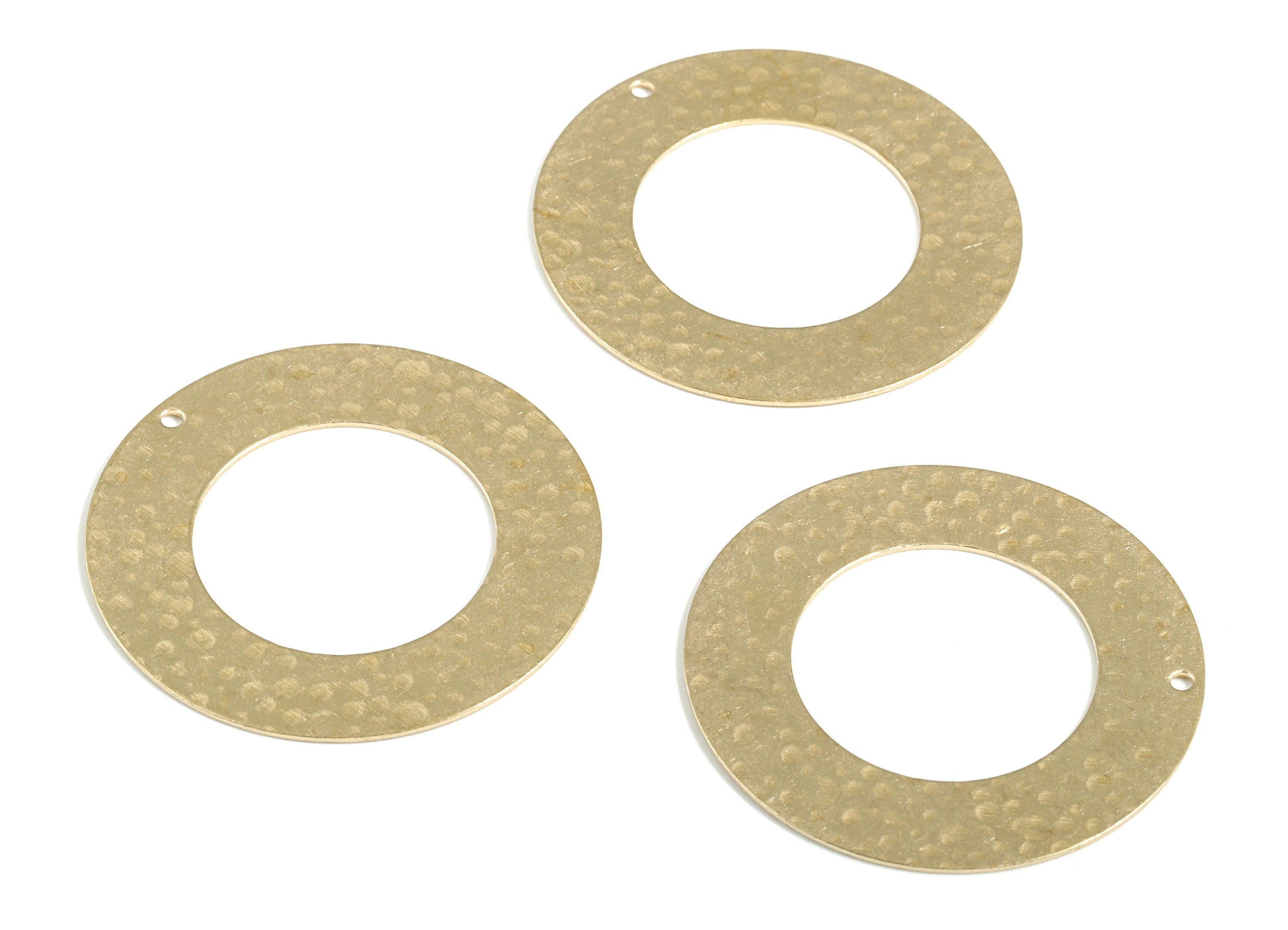 Brass Hammered Round Earring Charms - Raw Brass Circle Pendant - Earring Findings - Jewelry Making Supplies - 35.02x35.02x0.61mm - PP3911 - DOMEDBAZAAR