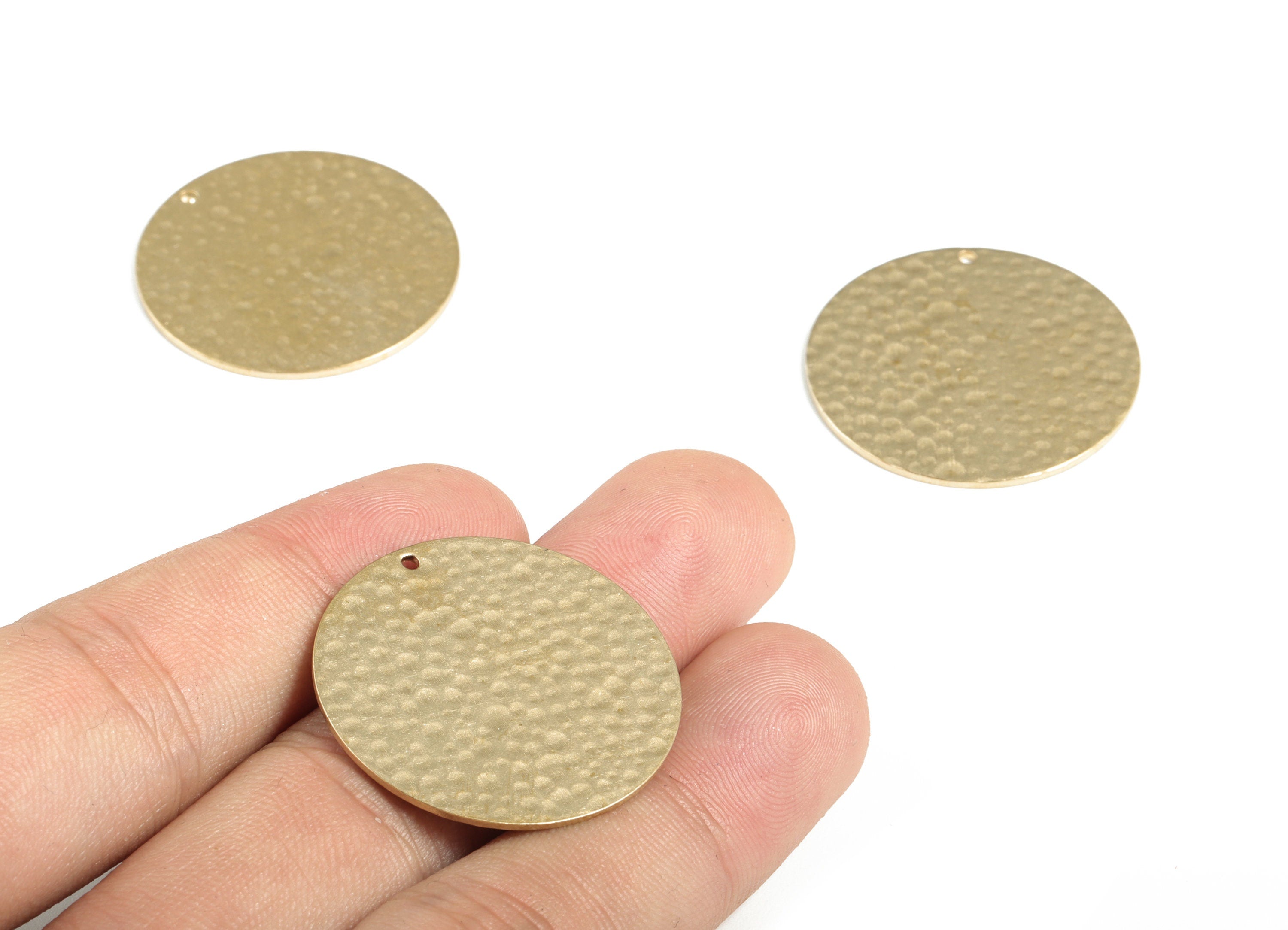 Brass Hammered Round Earring Charms - Raw Brass Coin Pendant - Earring Findings - Jewelry Making Supplies - 30.01x30.01x1.02mm - PP3899 - DOMEDBAZAAR