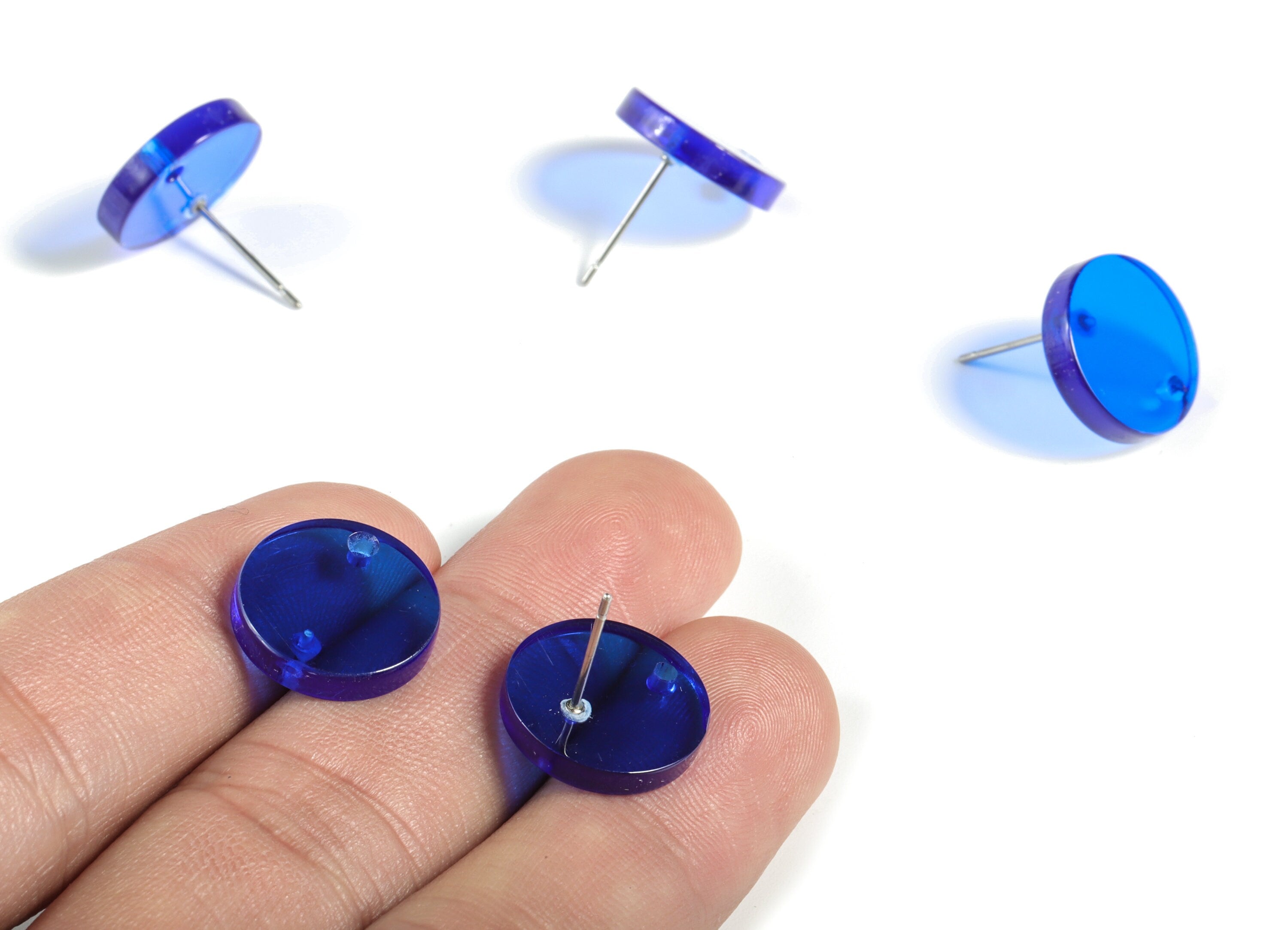 Acrylic Mini Circle Earring Stud - Mini Round Post - Earring Findings - Jewelry Supplies - Color Code:A70 - 14.79x14.79x2.68mm - AC1902-A70 - DOMEDBAZAAR