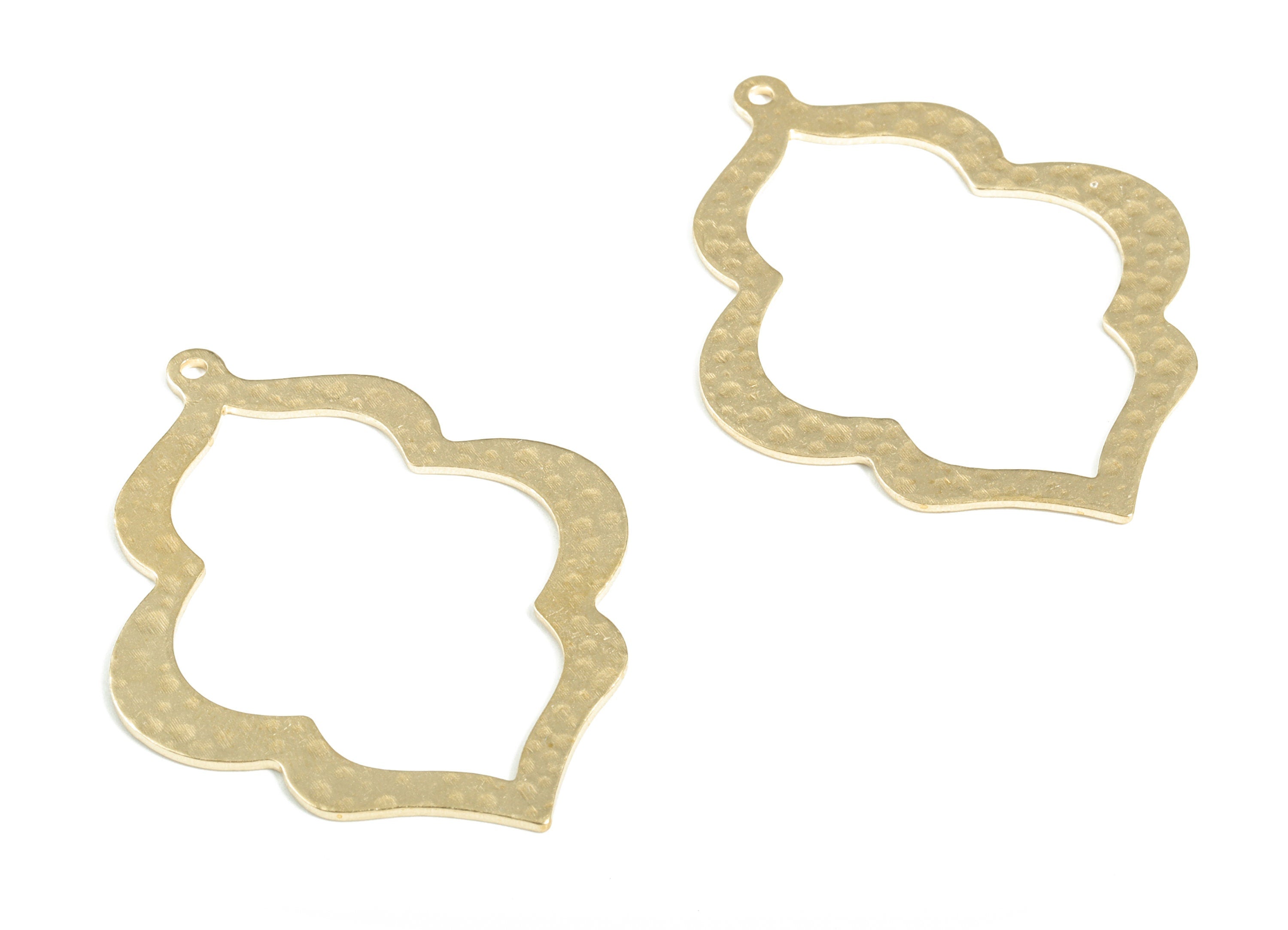 Brass Hammered Geometry Earring Charms - Raw Brass Geometry Pendant - Earring Findings - Jewelry Making Supplies - 49.05x37.9x0.9mm - PP3874 - DOMEDBAZAAR