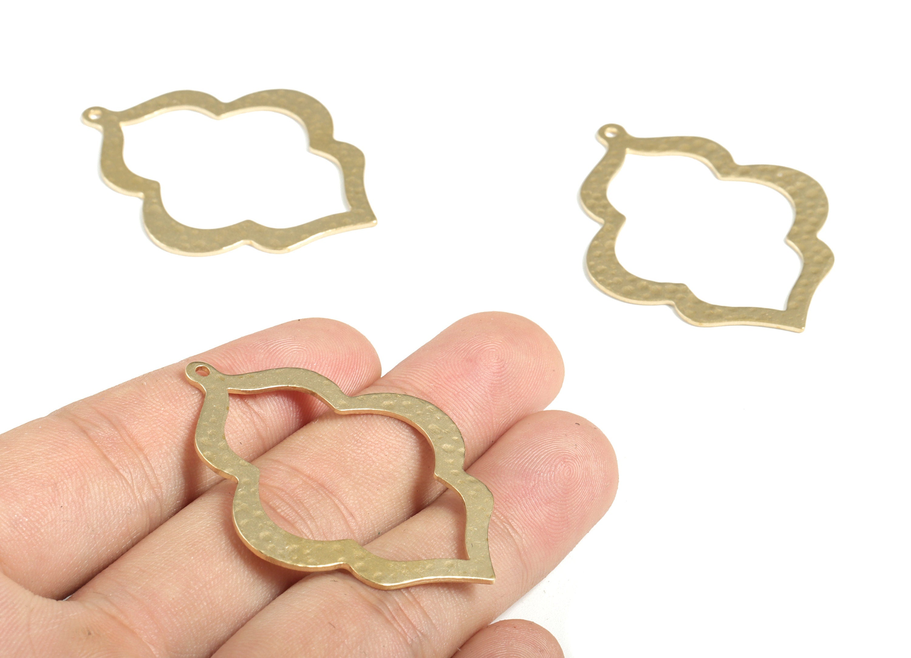 Brass Hammered Geometry Earring Charms - Raw Brass Geometry Pendant - Earring Findings - Jewelry Making Supplies - 49.05x37.9x0.9mm - PP3874 - DOMEDBAZAAR