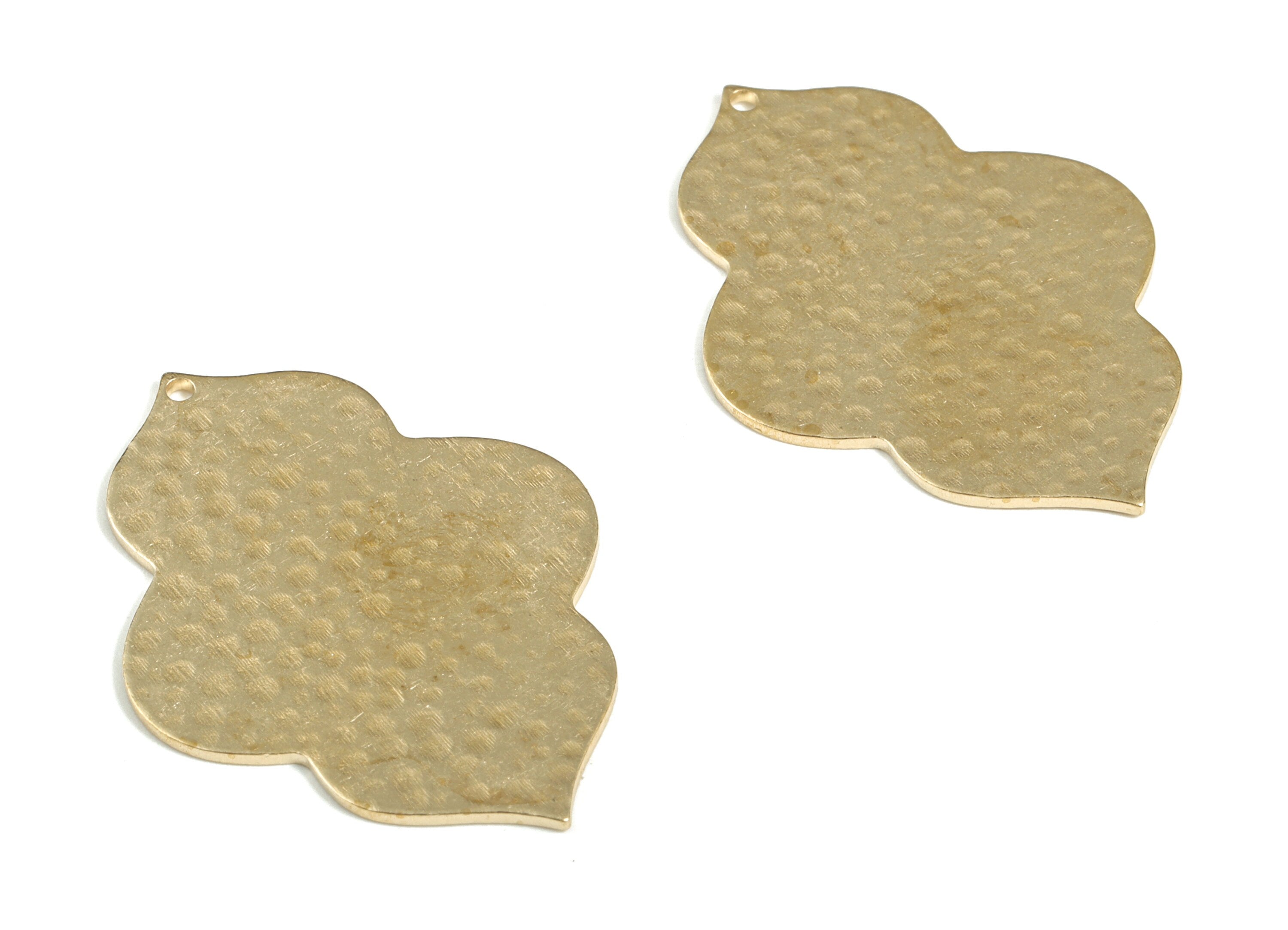 Brass Hammered Geometry Earring Charms - Raw Brass Geometry Pendant - Earring Findings - Jewelry Making Supplies - 38.62x27.57x1mm - PP3875 - DOMEDBAZAAR