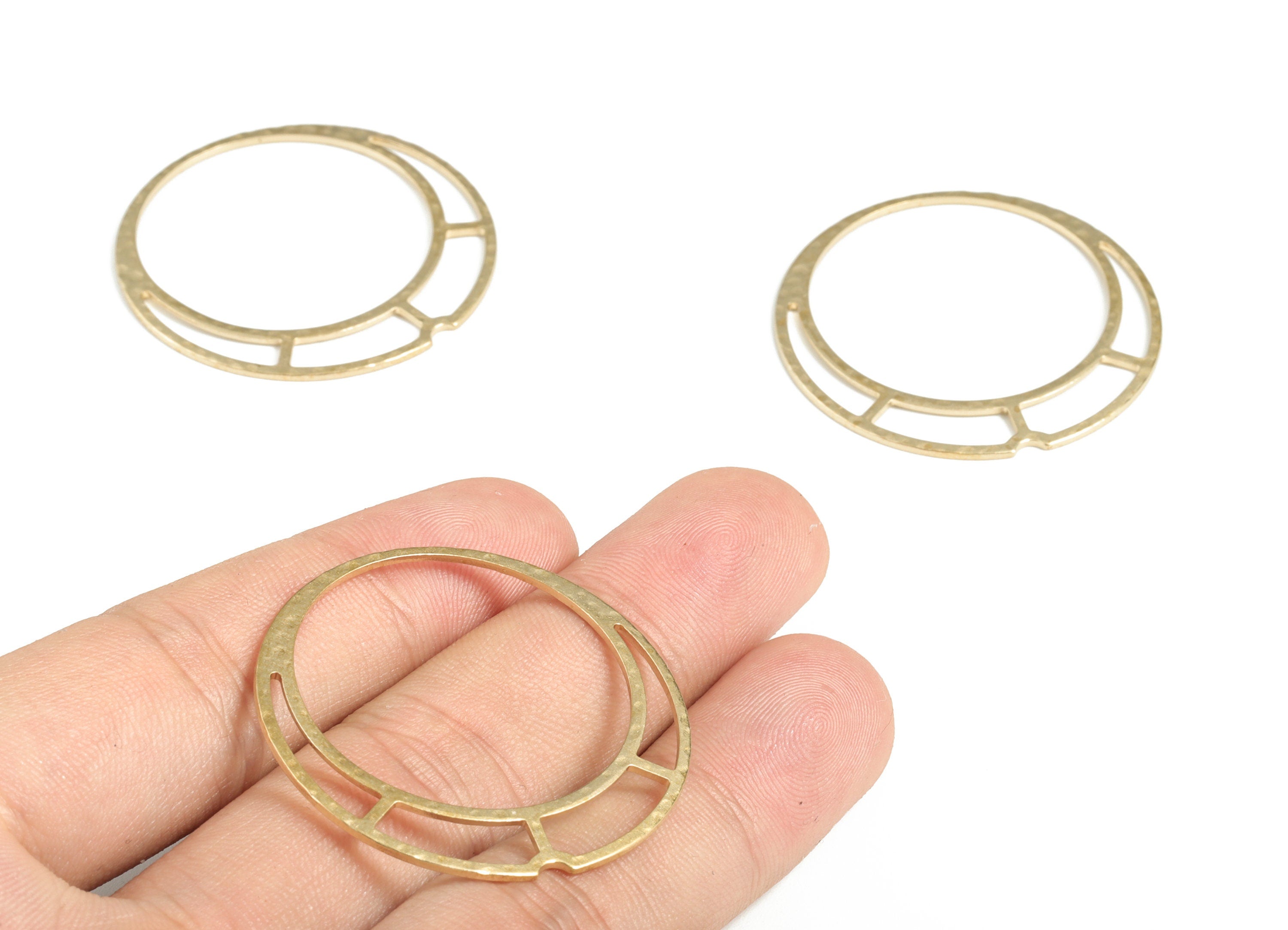Brass Hammered Circle Earring Charms - Raw Brass Round Pendant - Earring Findings - Jewelry Making Supplies - 38.53x38.53x0.94mm - PP3898 - DOMEDBAZAAR