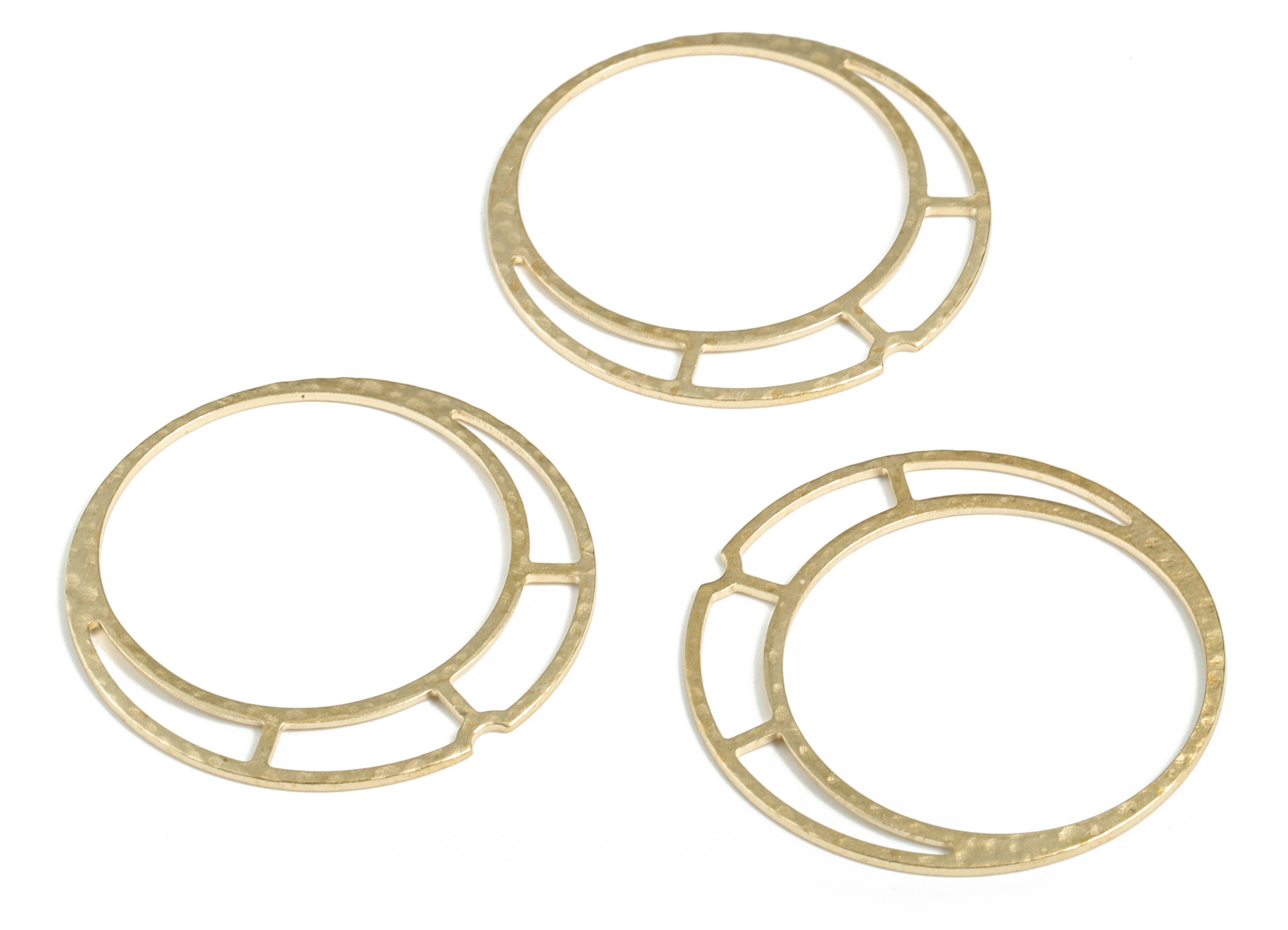 Brass Hammered Circle Earring Charms - Raw Brass Round Pendant - Earring Findings - Jewelry Making Supplies - 38.53x38.53x0.94mm - PP3898 - DOMEDBAZAAR