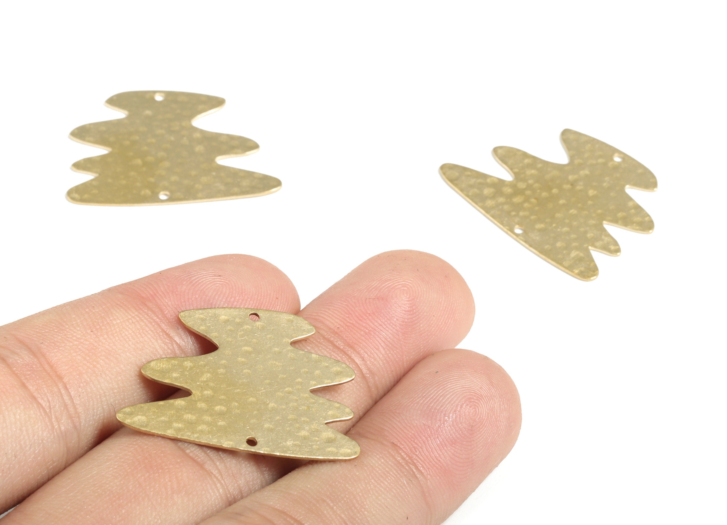 Brass Hammered Cloud Waves Earring Charms - Raw Brass Cloud Pendant - Earring Findings - Jewelry Making Supplies - 30.19x23.5x0.6mm - PP3900 - DOMEDBAZAAR