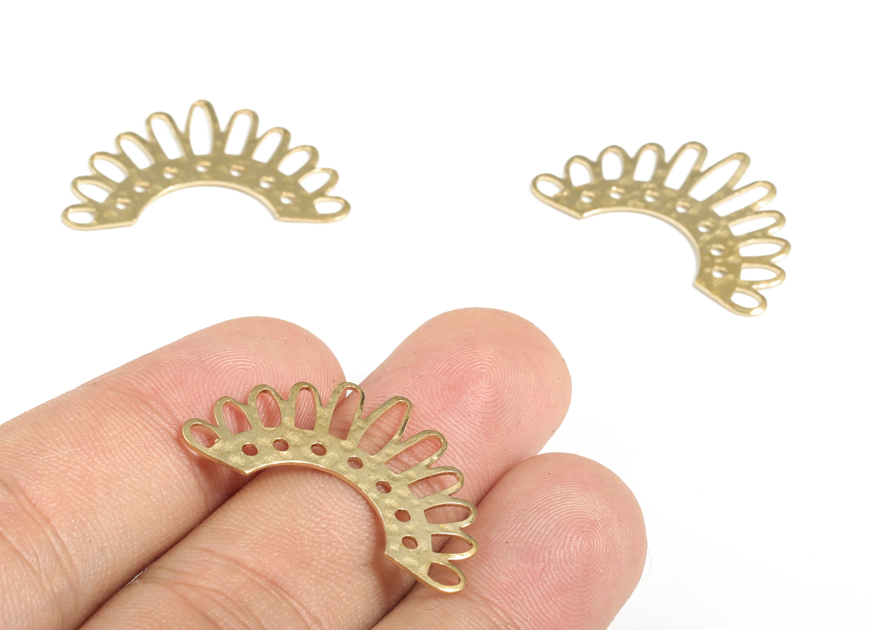 Brass Hammered Crown Earring Connector - Raw Brass U Earring Charms - Earring Finding - Jewelry Making Supplies - 29.75x18.75x0.6mm - PP3922 - DOMEDBAZAAR