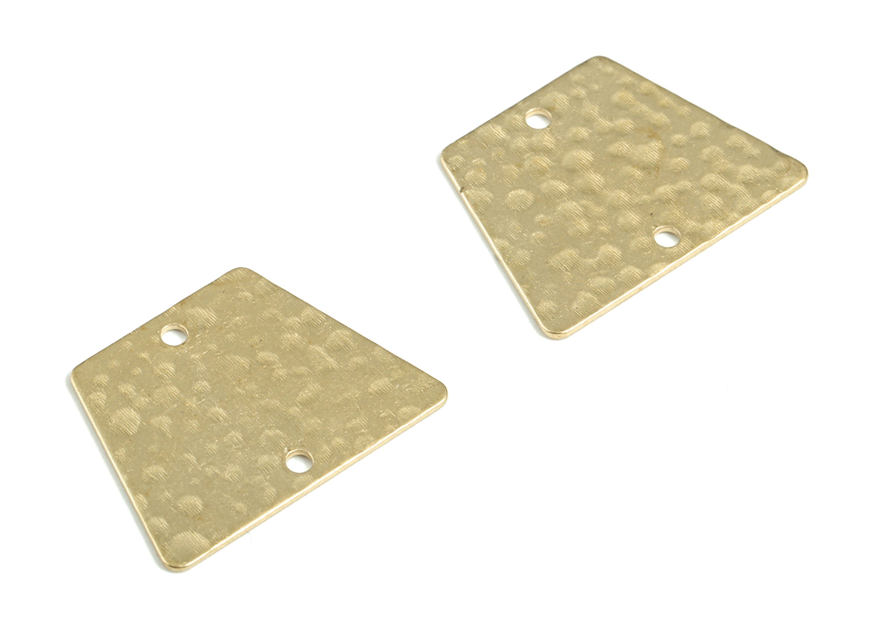 Brass Hammered Trapezoid Earring Connector - Raw Brass Trapezoid Charms - Jewelry Making Supplies - 19.96x15.03x0.61mm - PP3881 - DOMEDBAZAAR