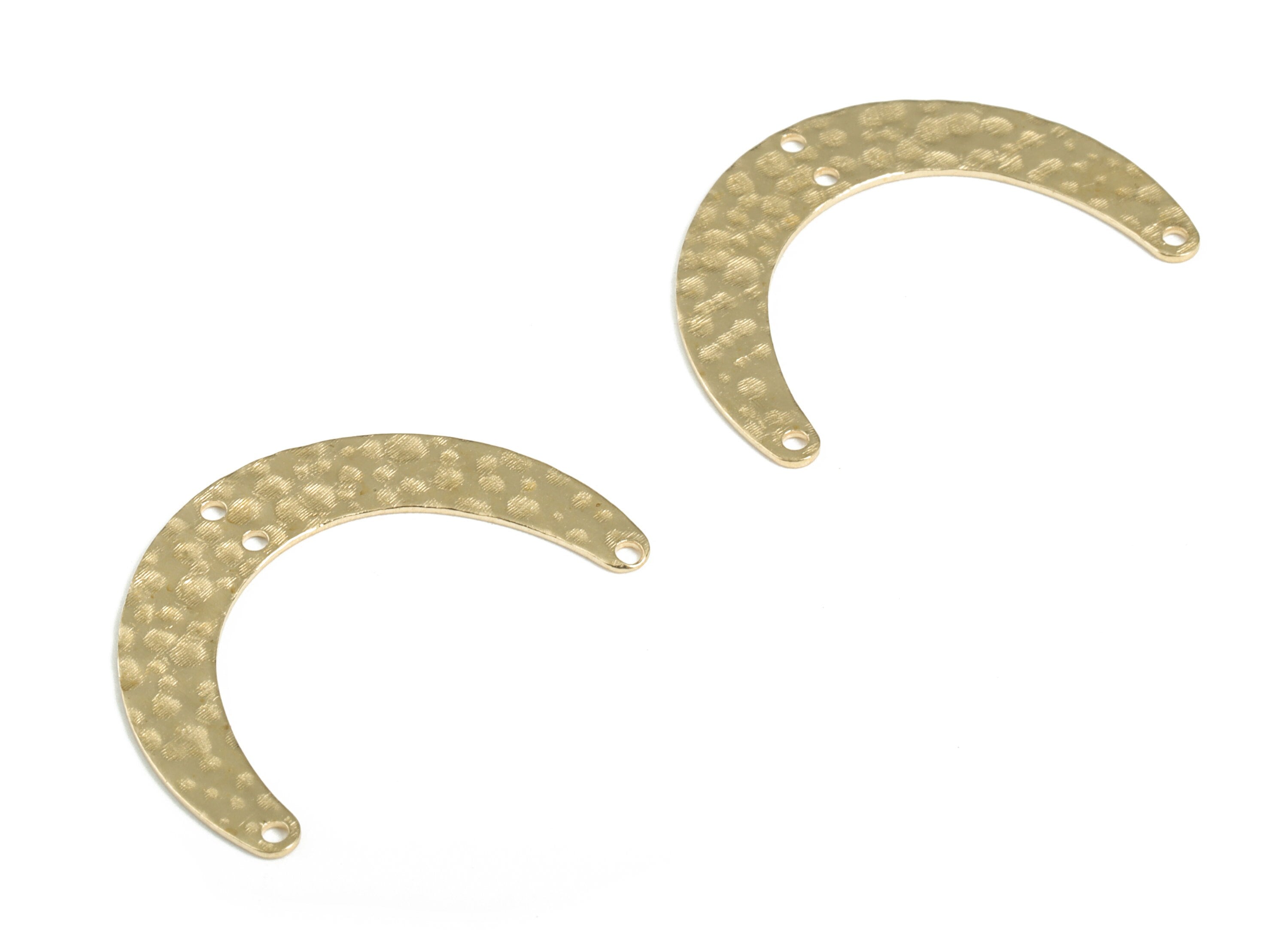 Brass Hammered U Earring Connector - Raw Brass U Earring Charms - 4 Holes - Jewelry Making Supplies - 28.49x19.64x0.57mm - PP3867 - DOMEDBAZAAR