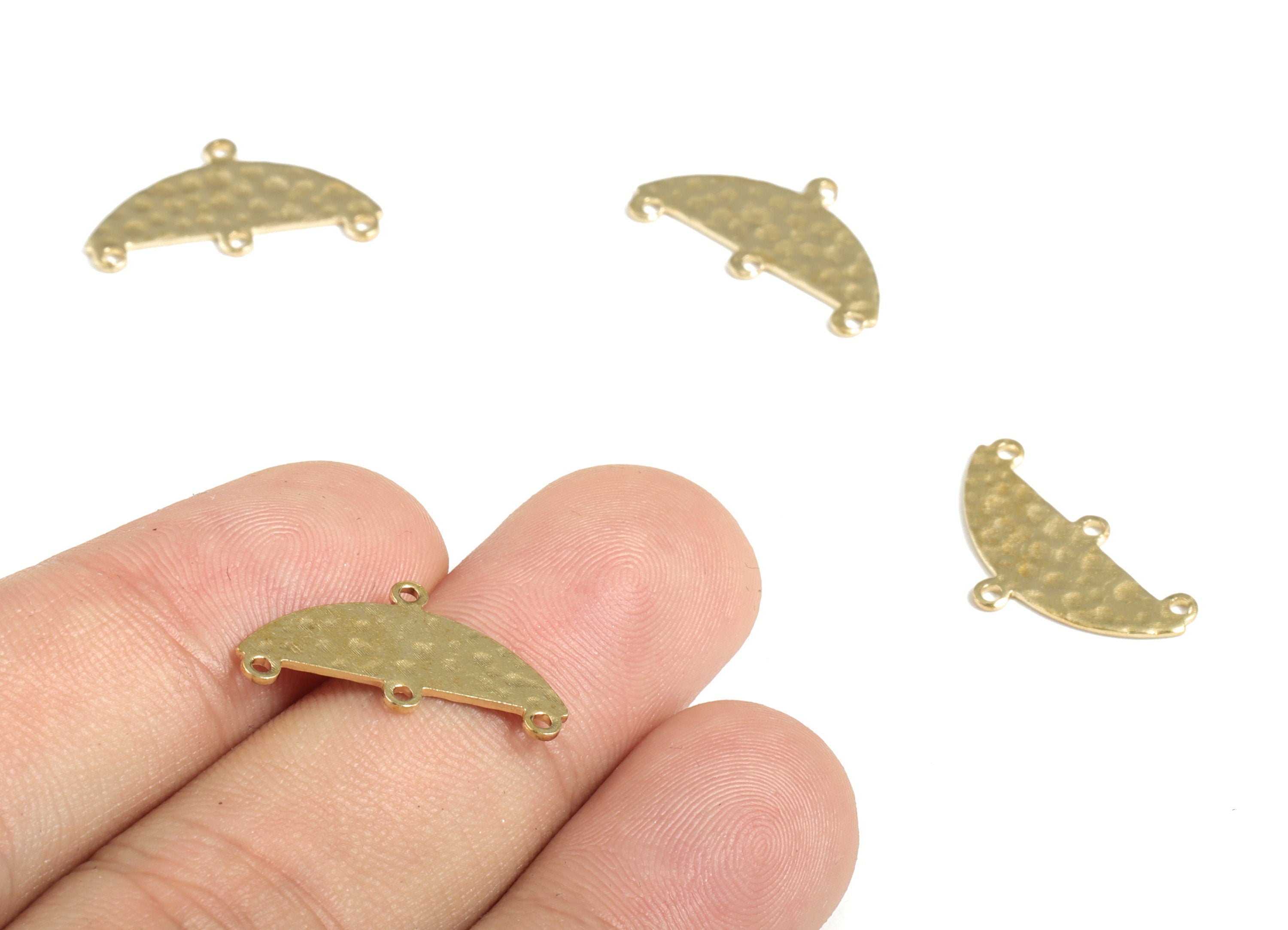Brass Hammered Semi circle Earring Connector - Raw Brass Half Moon Earring Charms - Jewelry Making Supplies - 21.3x11.48x0.75mm - PP3872 - DOMEDBAZAAR