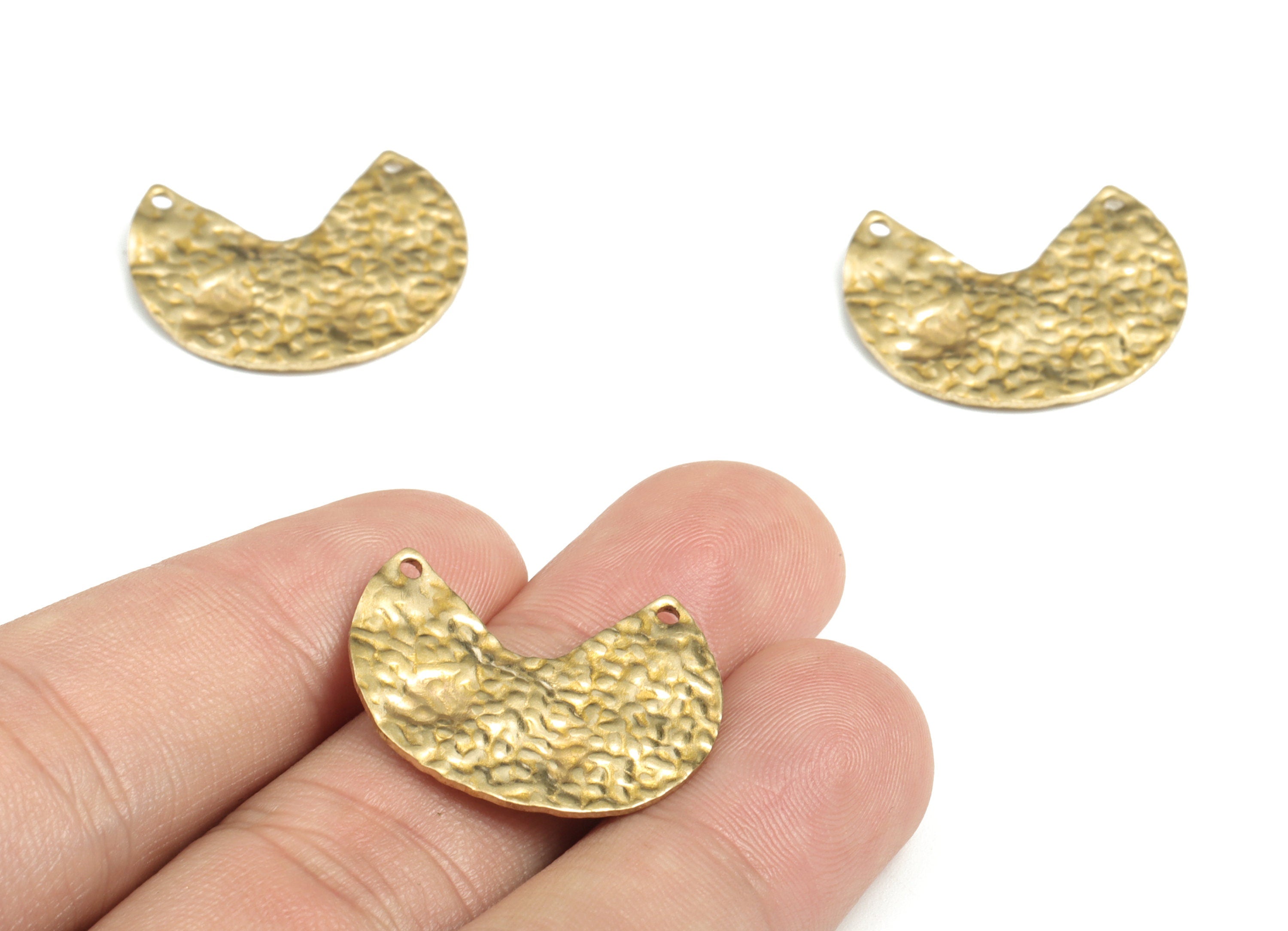 Brass Textured Sector of Circle Earring Charms – Geometric Brass Earring Connector – Jewelry Supplies - 24.99x20.84x1.32mm - PP3954 - DOMEDBAZAAR