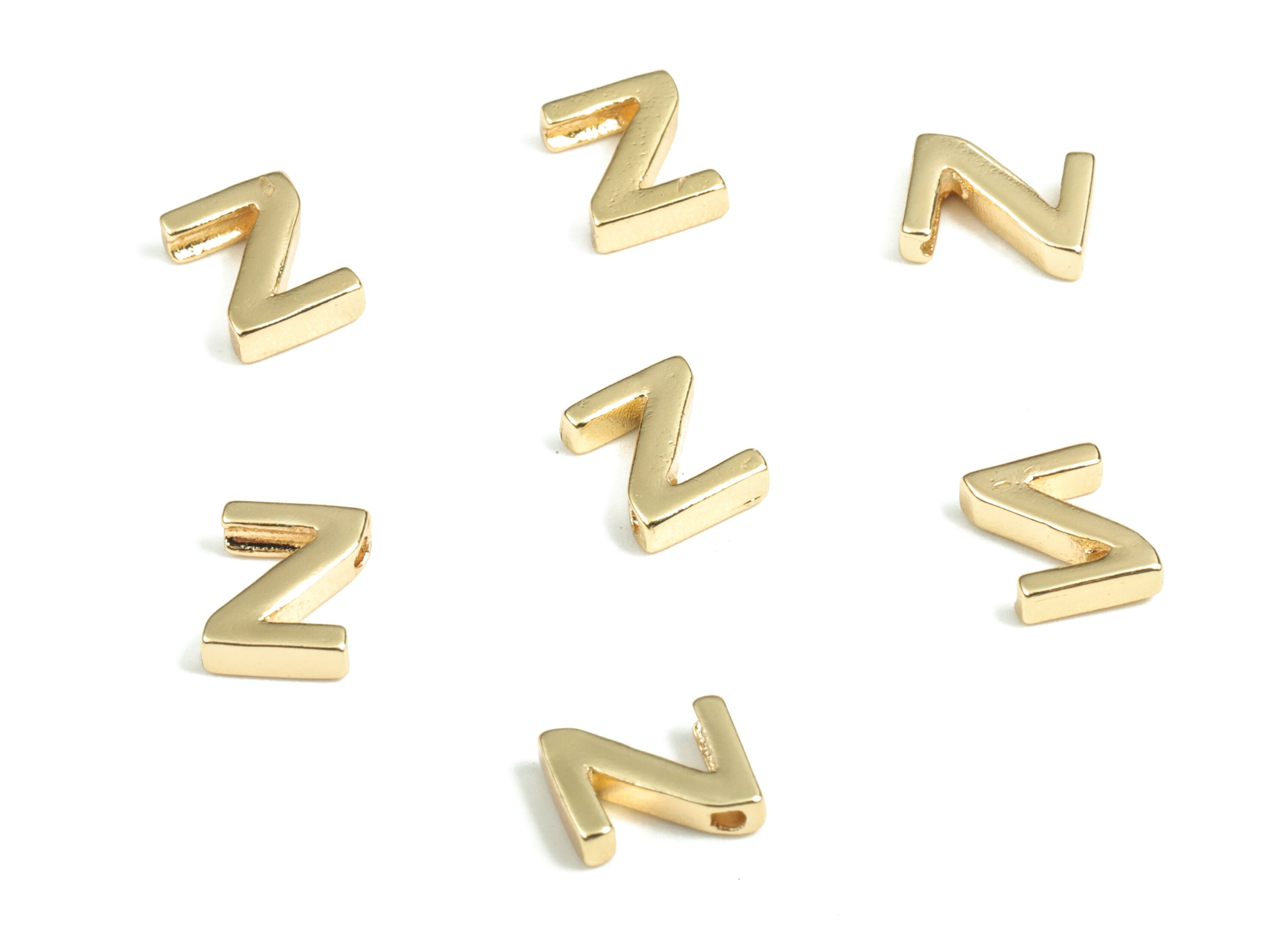Brass Capital Letter Z Charm – Bracelet Initial Beads –Necklace Charms – 18k Real Gold Plated Alphabet Beads – 7.5x5.78x2.01mm – RGP2854Z - DOMEDBAZAAR