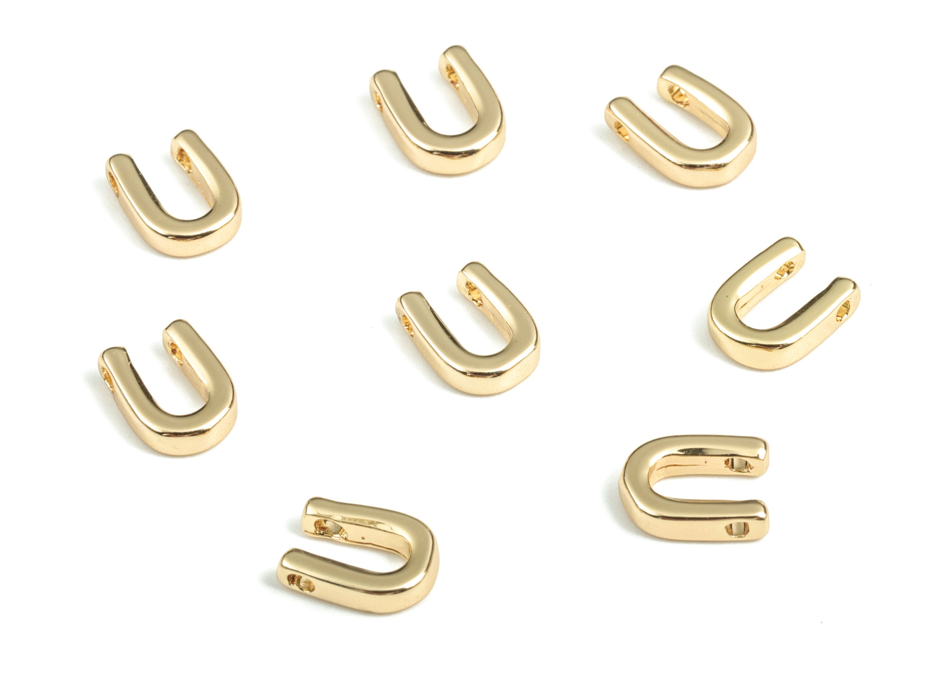 Brass Capital Letter U Charm – Bracelet Initial Beads – Brass Necklace Charms – 18k Real Gold Plated Alphabet –7.7x5.94x1.96mm – RGP2854U - DOMEDBAZAAR