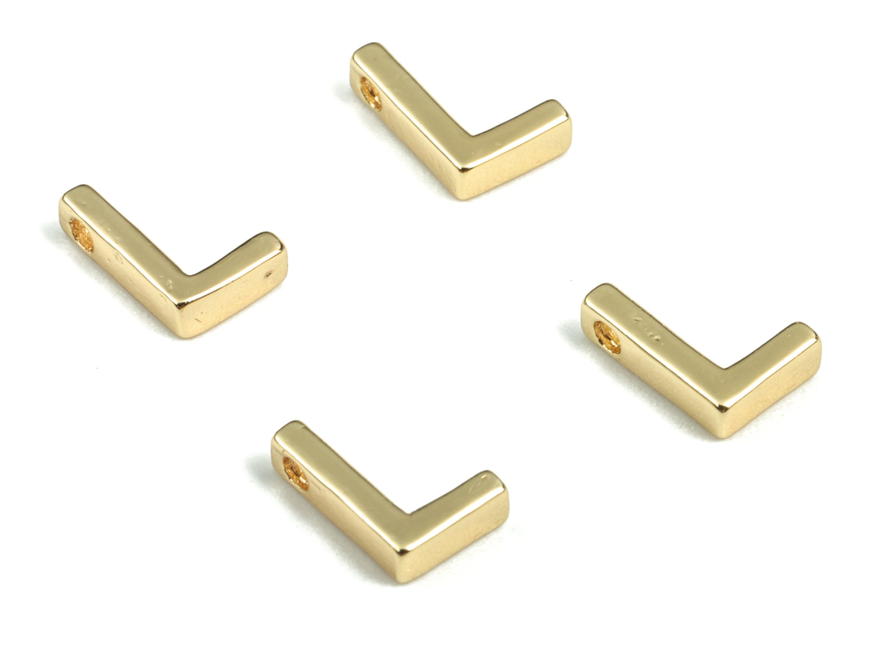 Brass Capital Letter L Charm – Bracelet Initial Beads – Brass Necklace Charms – 18k Gold Plated Alphabet Beads–7.28x5.06x1.9mm – RGP2854L - DOMEDBAZAAR