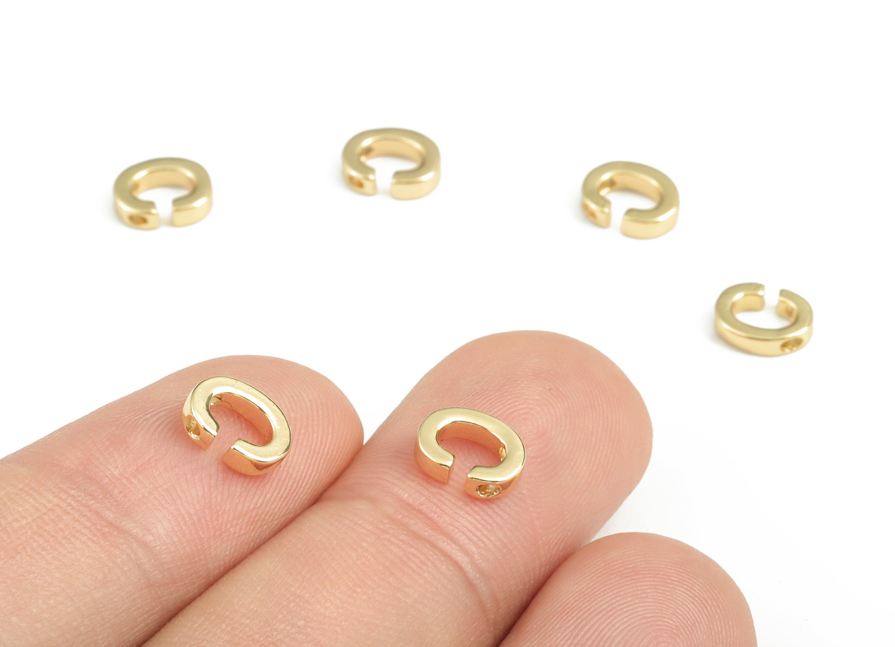 Brass Capital Letter C Charm – Brass Initial Beads – Brass Necklace Charms – 18k Real Gold Plated Alphabet Beads – 7.6x5.69x1.95mm–RGP2854C - DOMEDBAZAAR