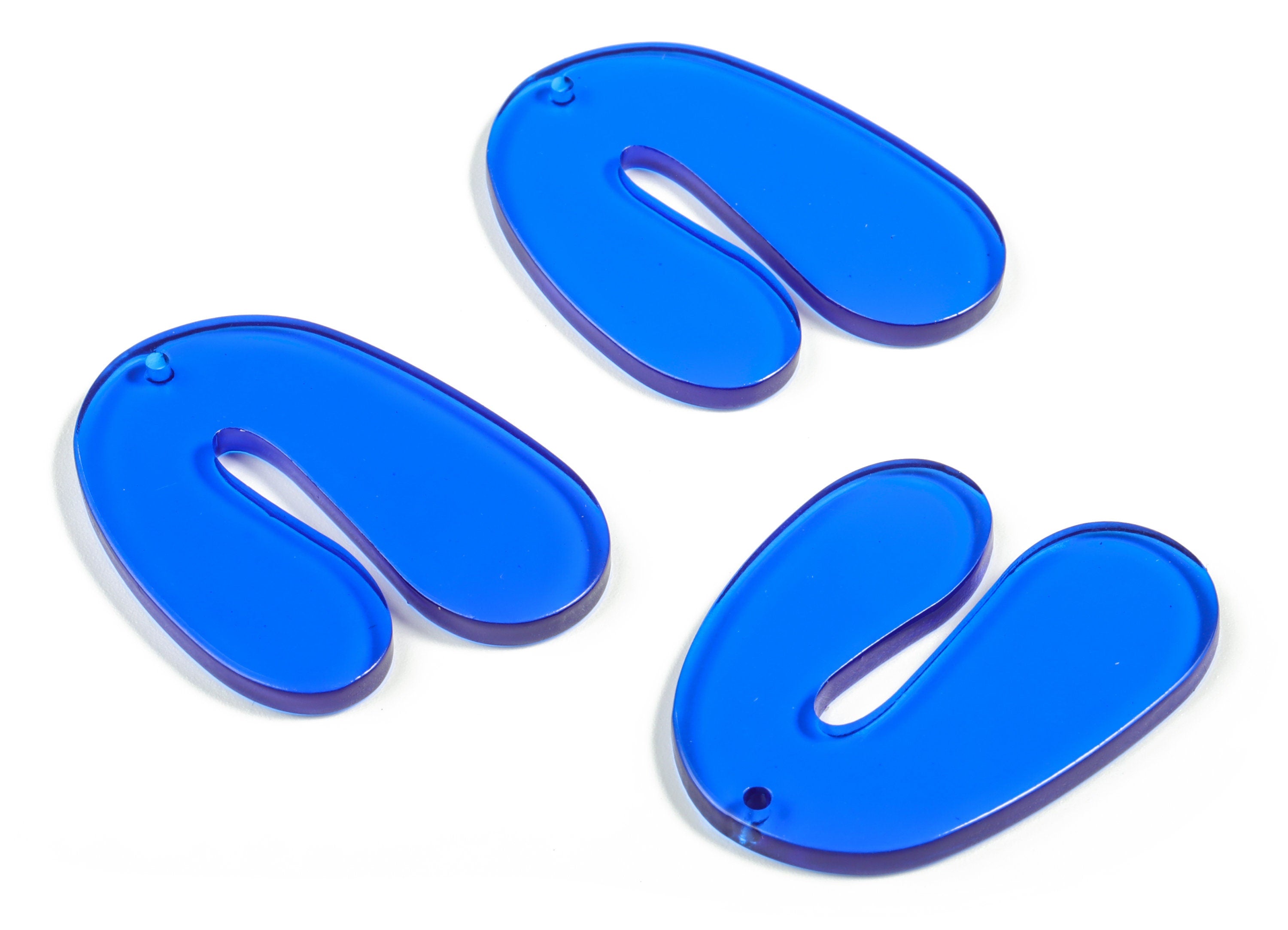 Acrylic U Earring Charms - Blue Acrylic U Pendant - Earring Finding - Jewelry Supplies - Color Code: A70 - 40.64x29.77x2.86mm - AC2088-A70 - DOMEDBAZAAR