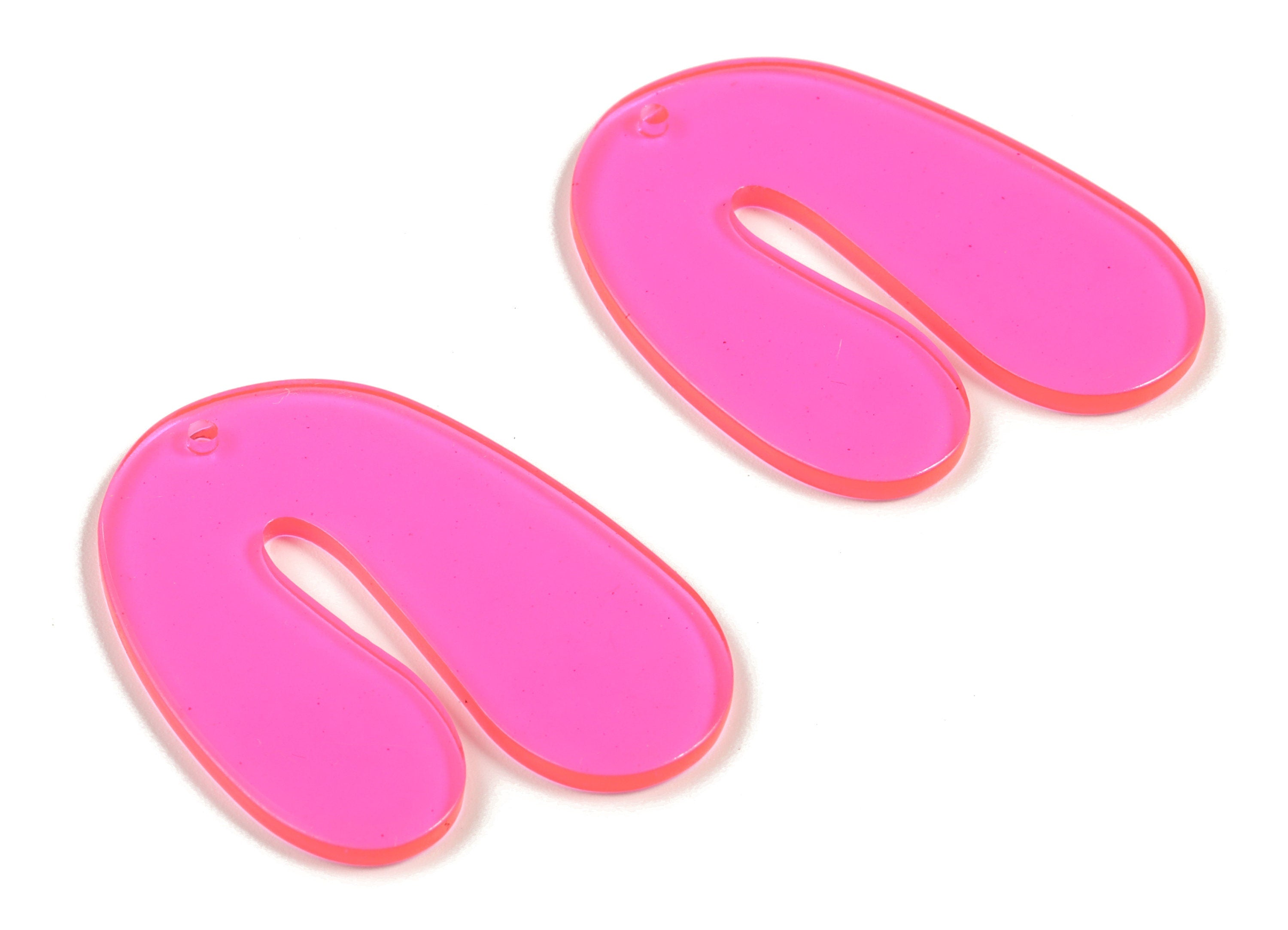 Acrylic U Earring Charms – Pink Acrylic U Pendant - Earring Finding - Jewelry Supplies - Color Code: A295 - 40.45x29.81x2.23mm - AC2088-A295 - DOMEDBAZAAR