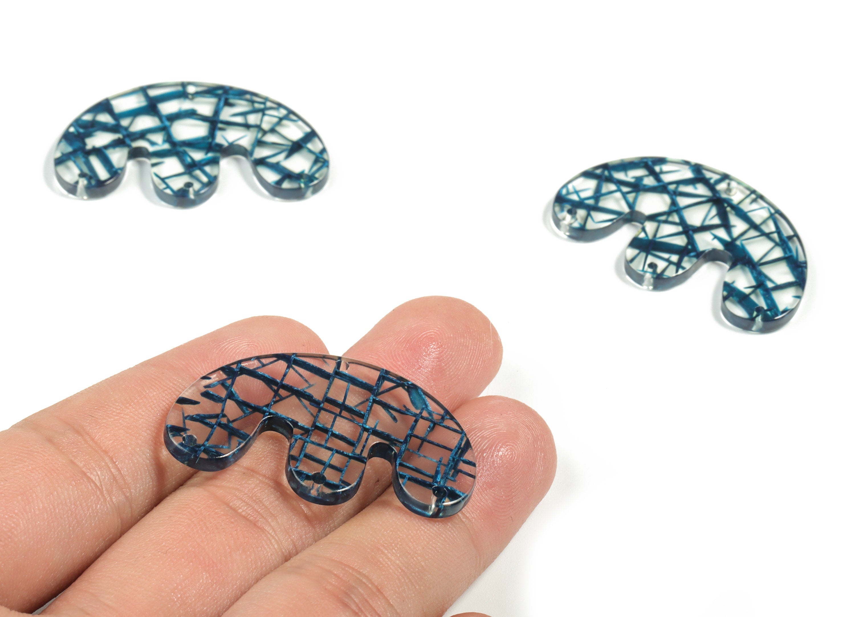 Acrylic E Earring Connector - Acrylic Geometry Charms - DIY Jewelry Making Supplies - Color Code:A566 - 39.67x24.79x2.8mm - AC2230-A566 - DOMEDBAZAAR