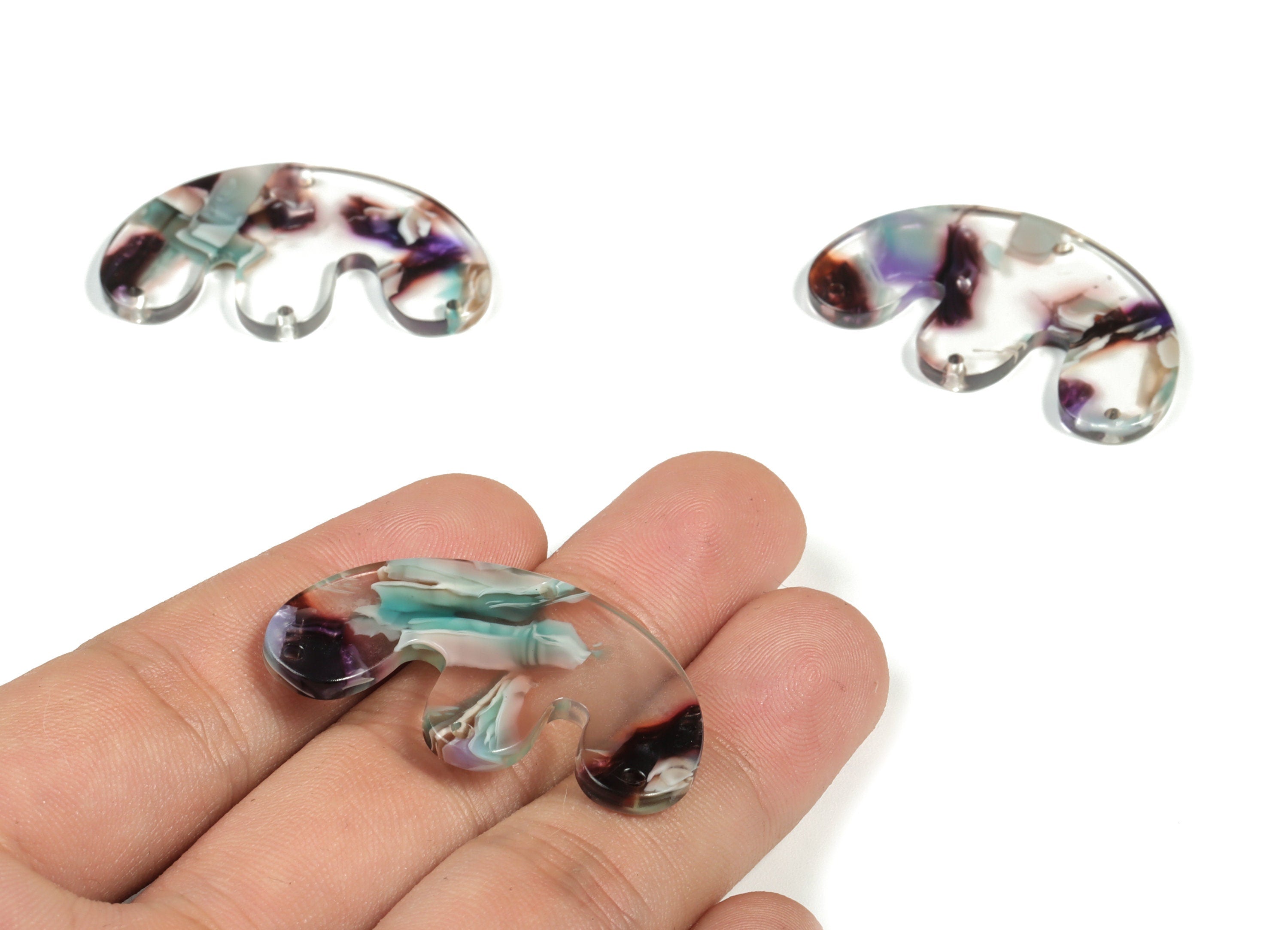 Acrylic E Earring Connector - Acrylic Geometry Charms - Jewelry Making Supplies - Color Code:A573 - 39.52x24.49x2.6mm - AC2230-A573 - DOMEDBAZAAR