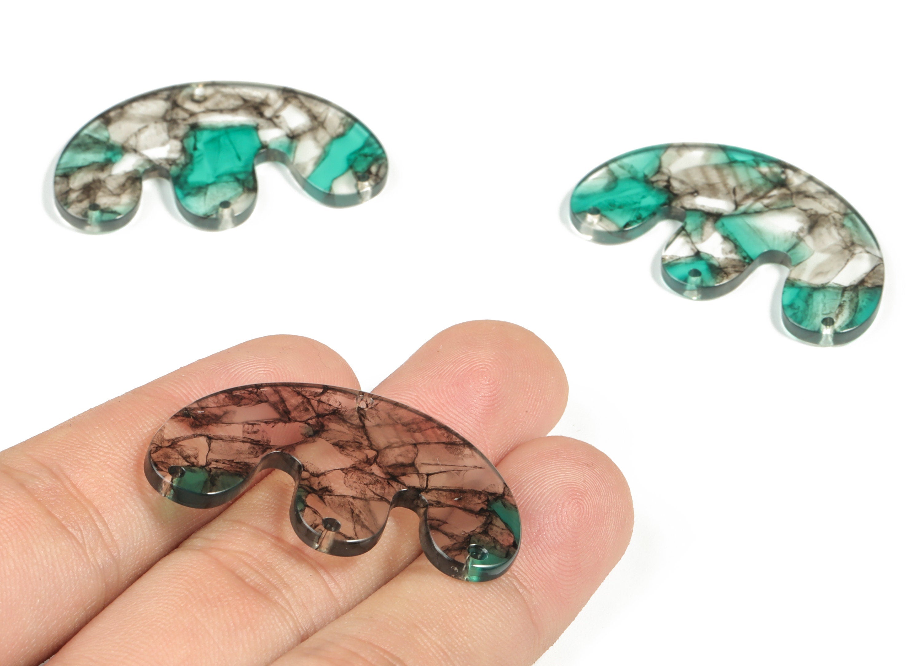 Acrylic E Earring Connector - Acrylic Geometry Charms - Jewelry Making Supplies - Color Code:A568 - 39.68x24.46x2.47mm - AC2230-A568 - DOMEDBAZAAR