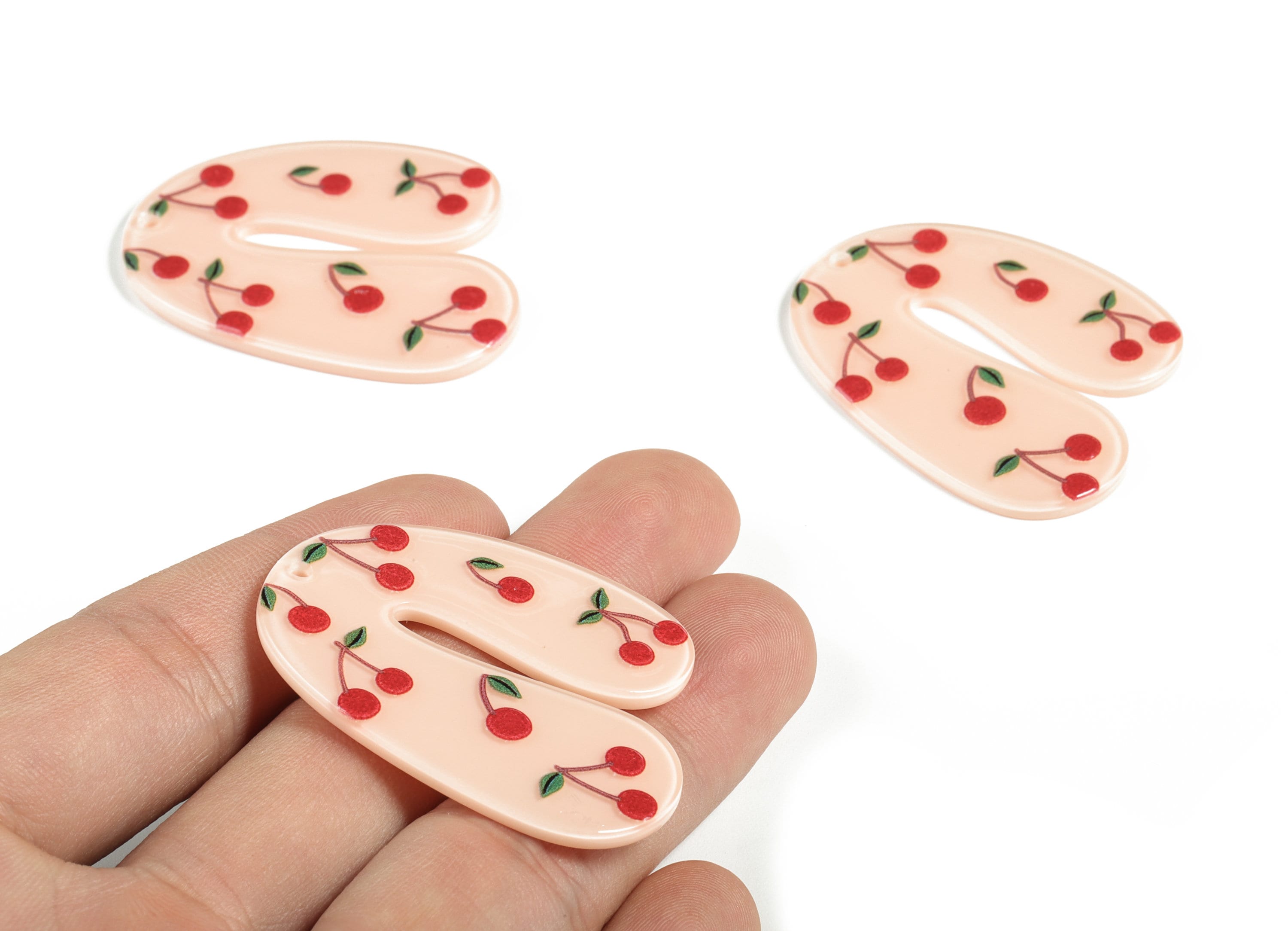 Acrylic U Cherry Earring Charms - Apple Printing Colorful U Acrylic Charm - Earring Finding - Jewelry Supplies - 45.35x34.73x2.71mm - AC2154 - DOMEDBAZAAR