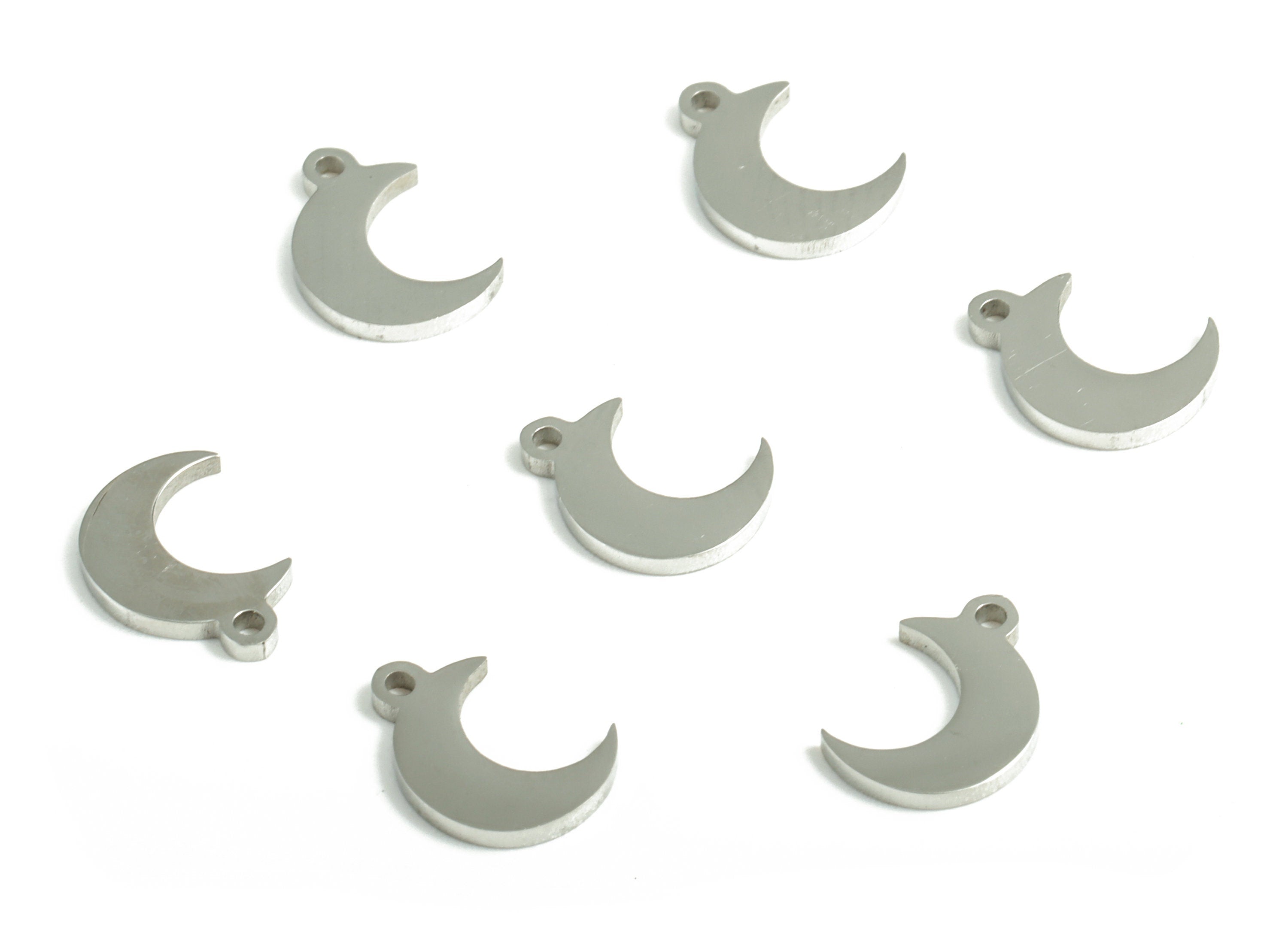 Stainless Steel Crescent  Earring Charms - Stainless Steel Moon Pendant - Jewelry Making Supplies - 9.52x6.71x0.98mm - SS1199 - DOMEDBAZAAR