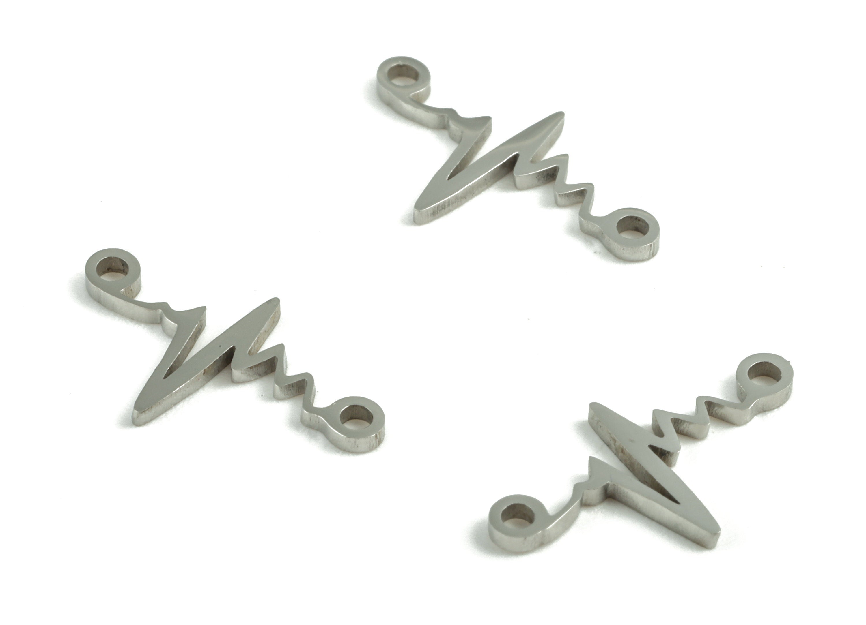 Stainless Steel Lightning Connector - Stainless Steel Lightning Earrings Charms - Jewelry Making Supplies - 15.11x8.43x0.96mm - SS1200 - DOMEDBAZAAR