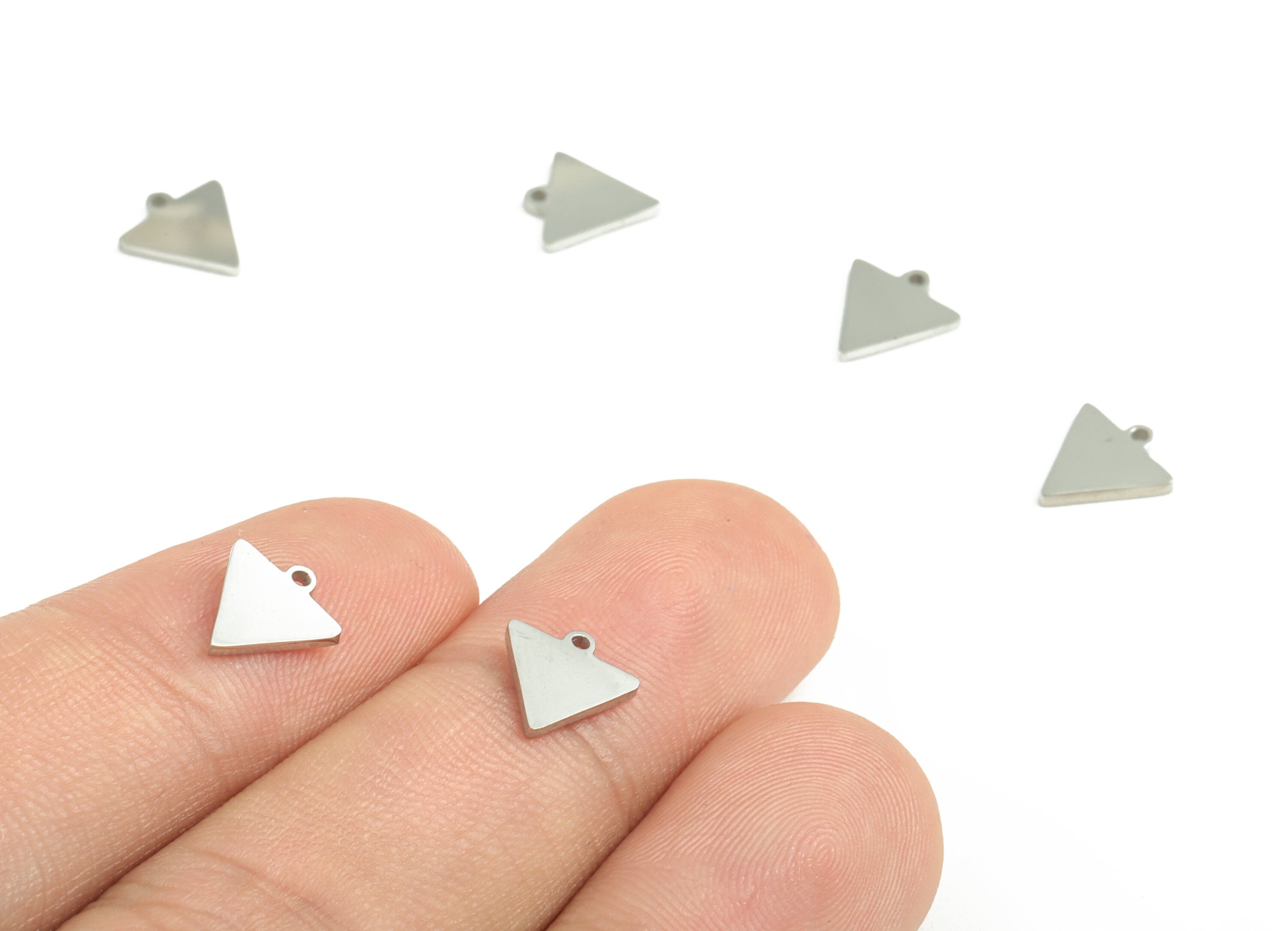 Stainless Steel Triangle Earring Charms - Stainless Steel Triangle Pendant - DIY Jewelry Making Supplies - 8.77x8.24x1.01mm - SS1213 - DOMEDBAZAAR