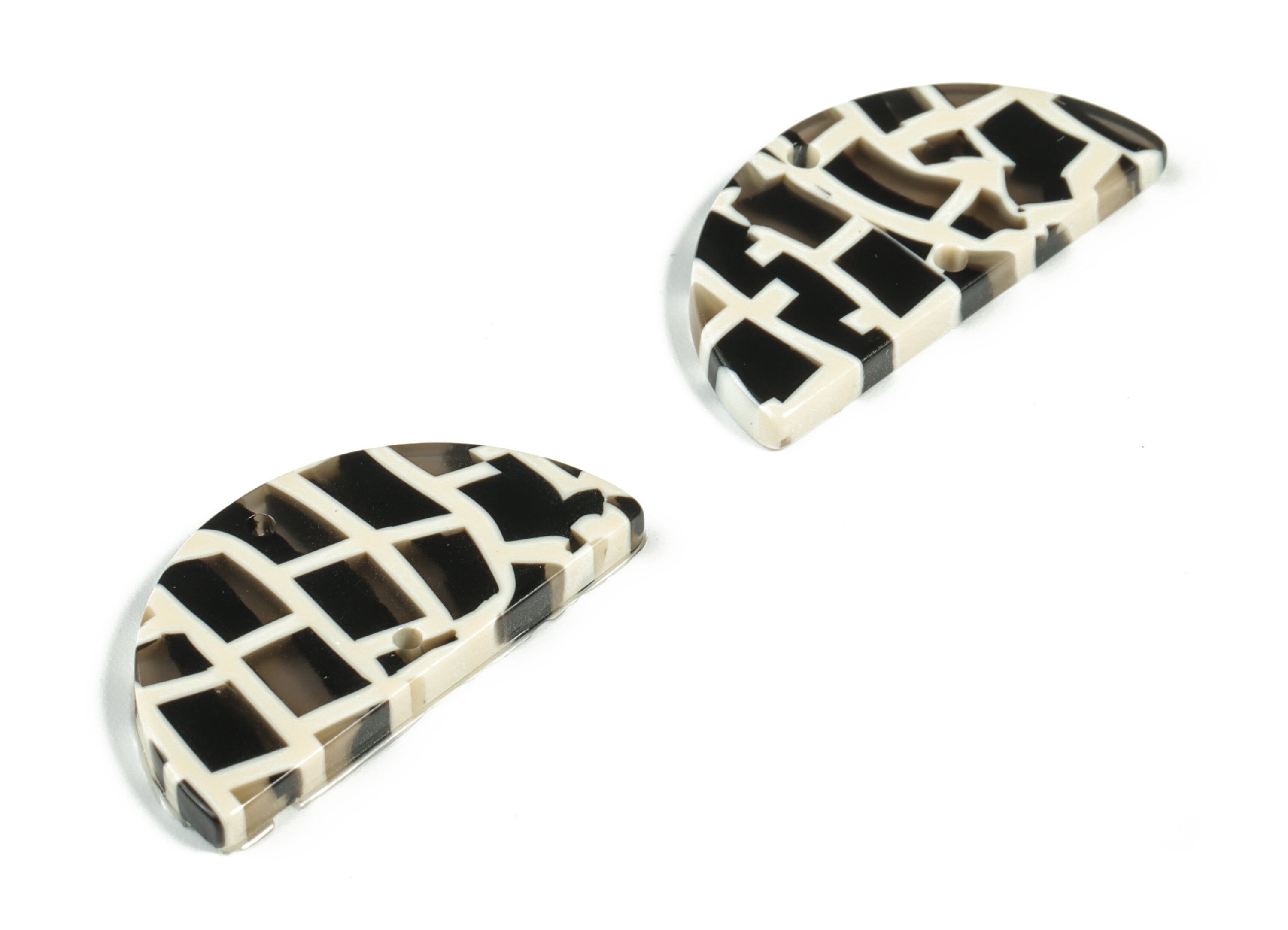 Acetate Semicircle Connectors - 2 Holes - Half Moon Earrings - Jewelry Making Supplies - Color Code:A569 - 29.48x14.91x2.73mm - AC2232-A569 - DOMEDBAZAAR