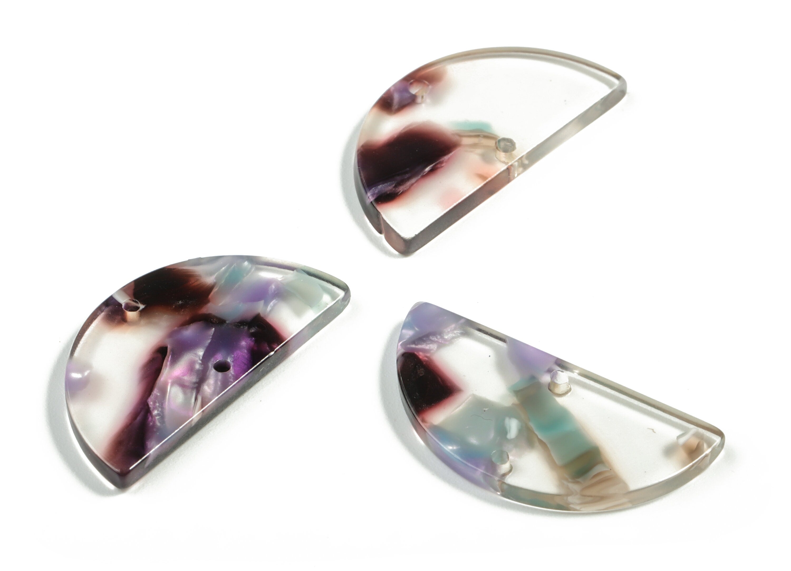 Acetate Semicircle Connectors - 2 Holes - Half Moon Earrings - Jewelry Making Supplies - Color Code:A573 - 29.55x15.02x2.55mm - AC2232-A573 - DOMEDBAZAAR