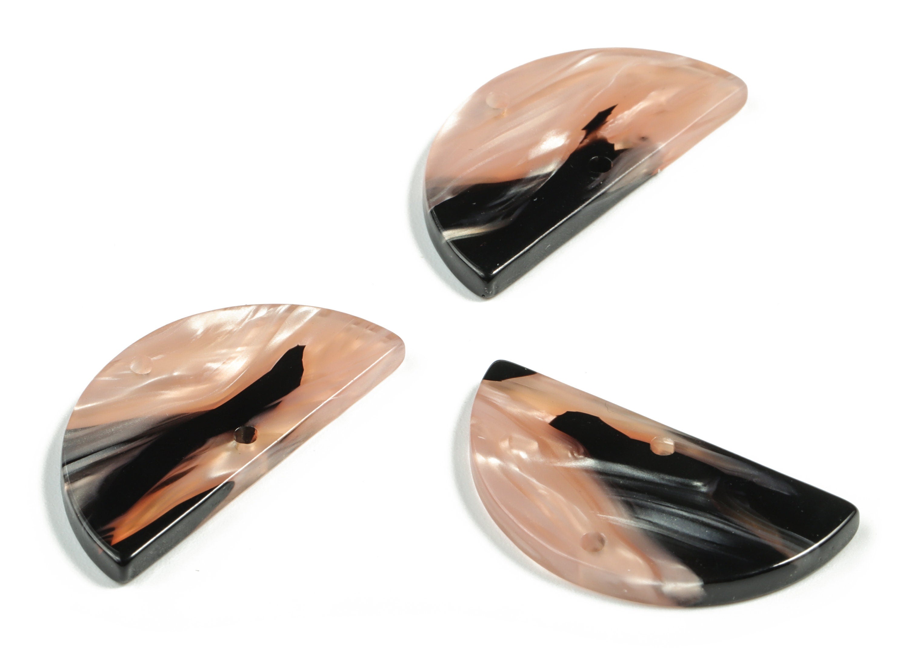 Acetate Semicircle Connectors - 2 Holes - Half Moon Earrings - Jewelry Making Supplies - Color Code:A572 - 29.37x14.99x2.63mm - AC2232-A572 - DOMEDBAZAAR