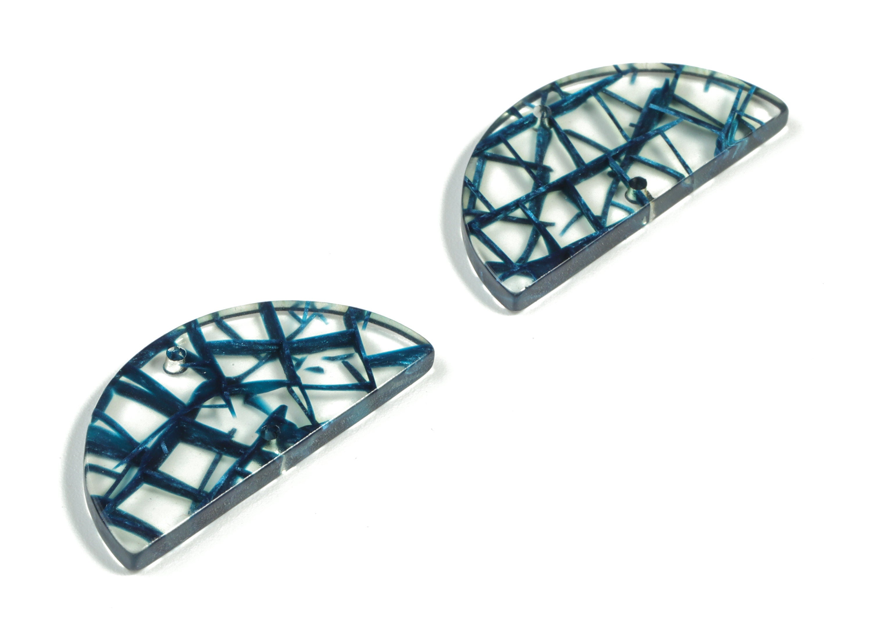 Acetate Semicircle Connectors - 2 Holes - Half Moon Earrings - Jewelry Making Supplies - Color Code:A566 - 29.78x15.05x2.79mm - AC2232-A566 - DOMEDBAZAAR