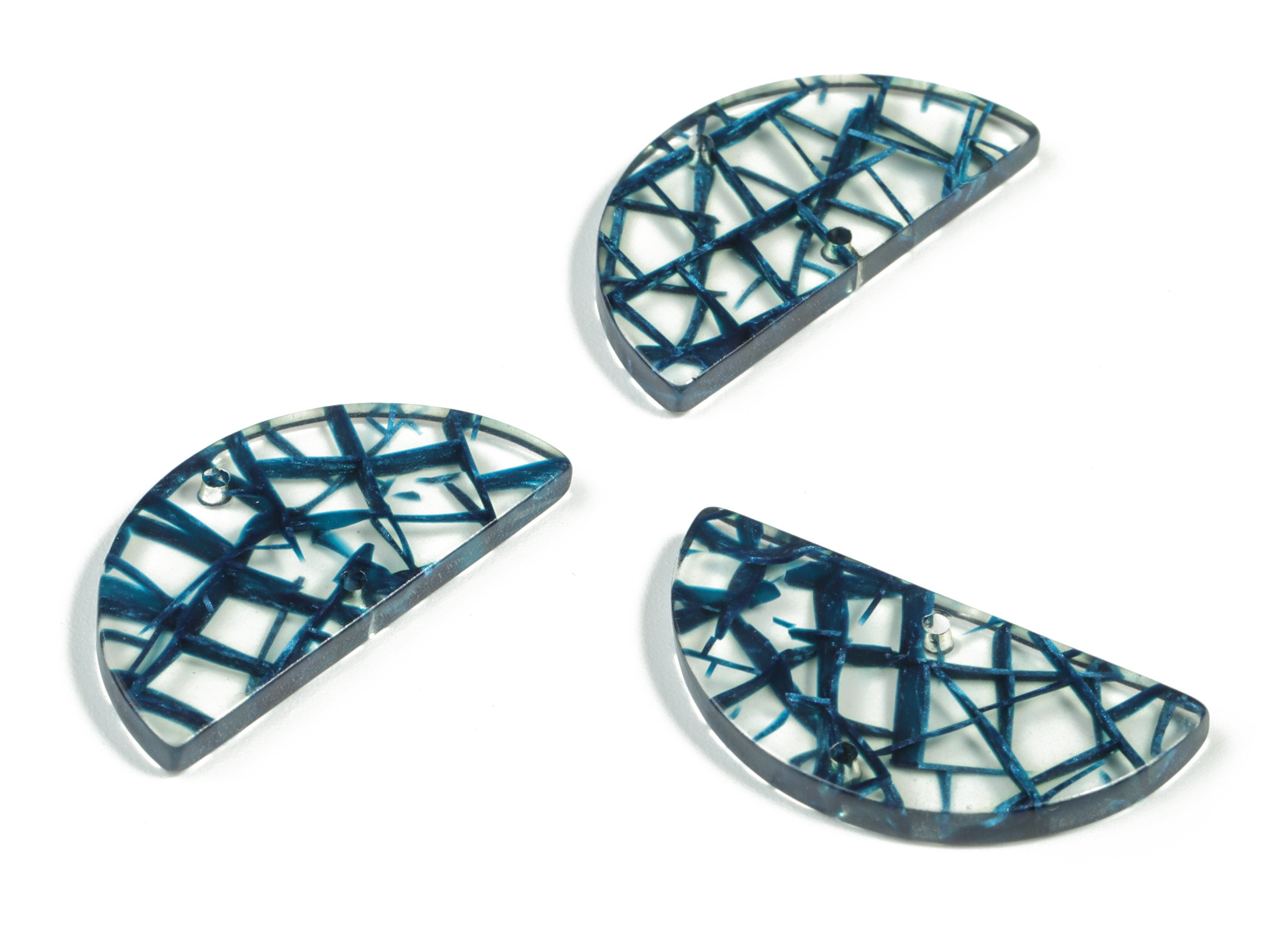 Acetate Semicircle Connectors - 2 Holes - Half Moon Earrings - Jewelry Making Supplies - Color Code:A566 - 29.78x15.05x2.79mm - AC2232-A566 - DOMEDBAZAAR