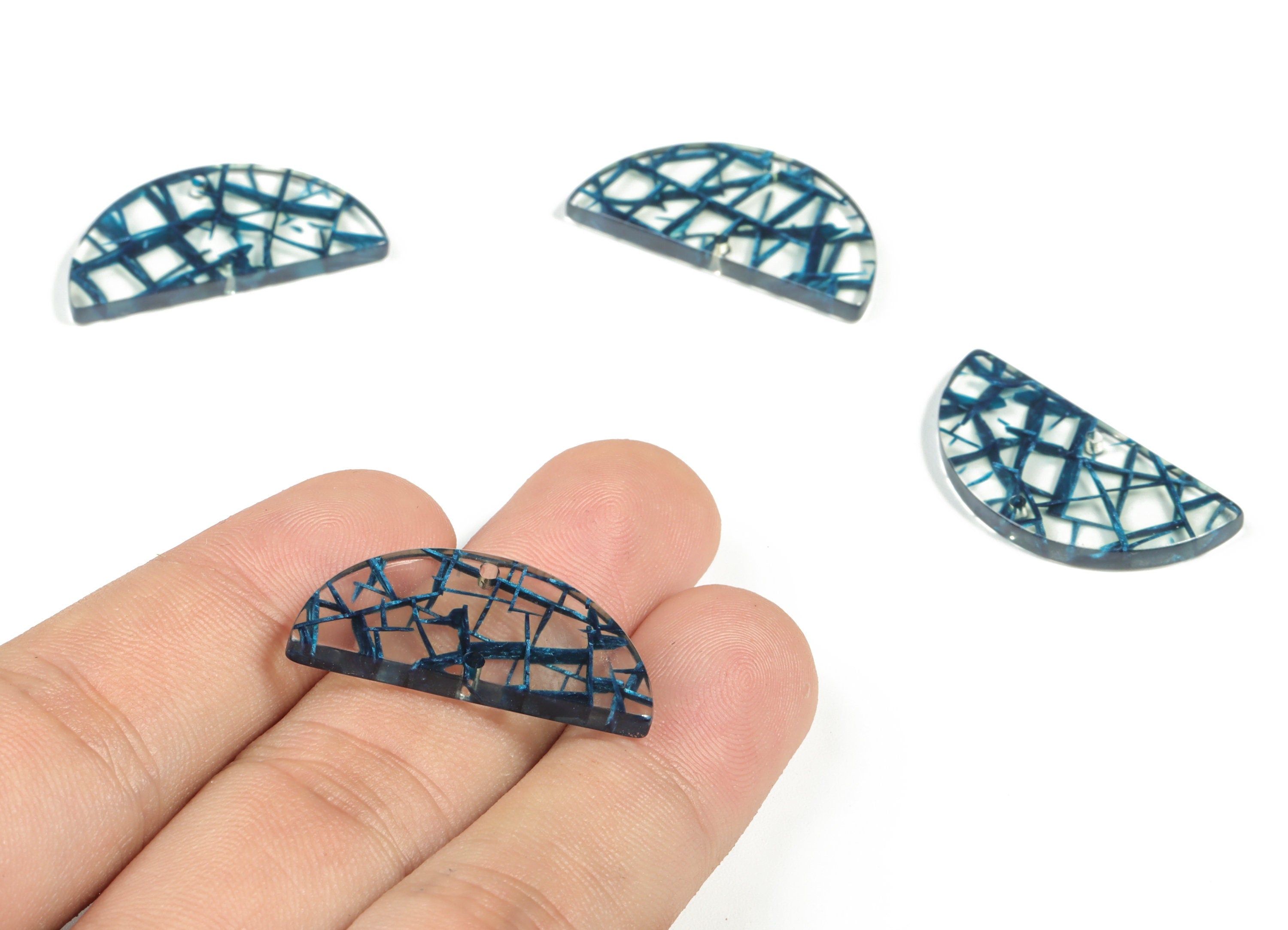 Acetate Semicircle Connectors - 2 Holes - Half Moon Earrings - Jewelry Making Supplies - Color Code:A566 - 29.78x15.05x2.79mm - AC2232-A566 - DOMEDBAZAAR