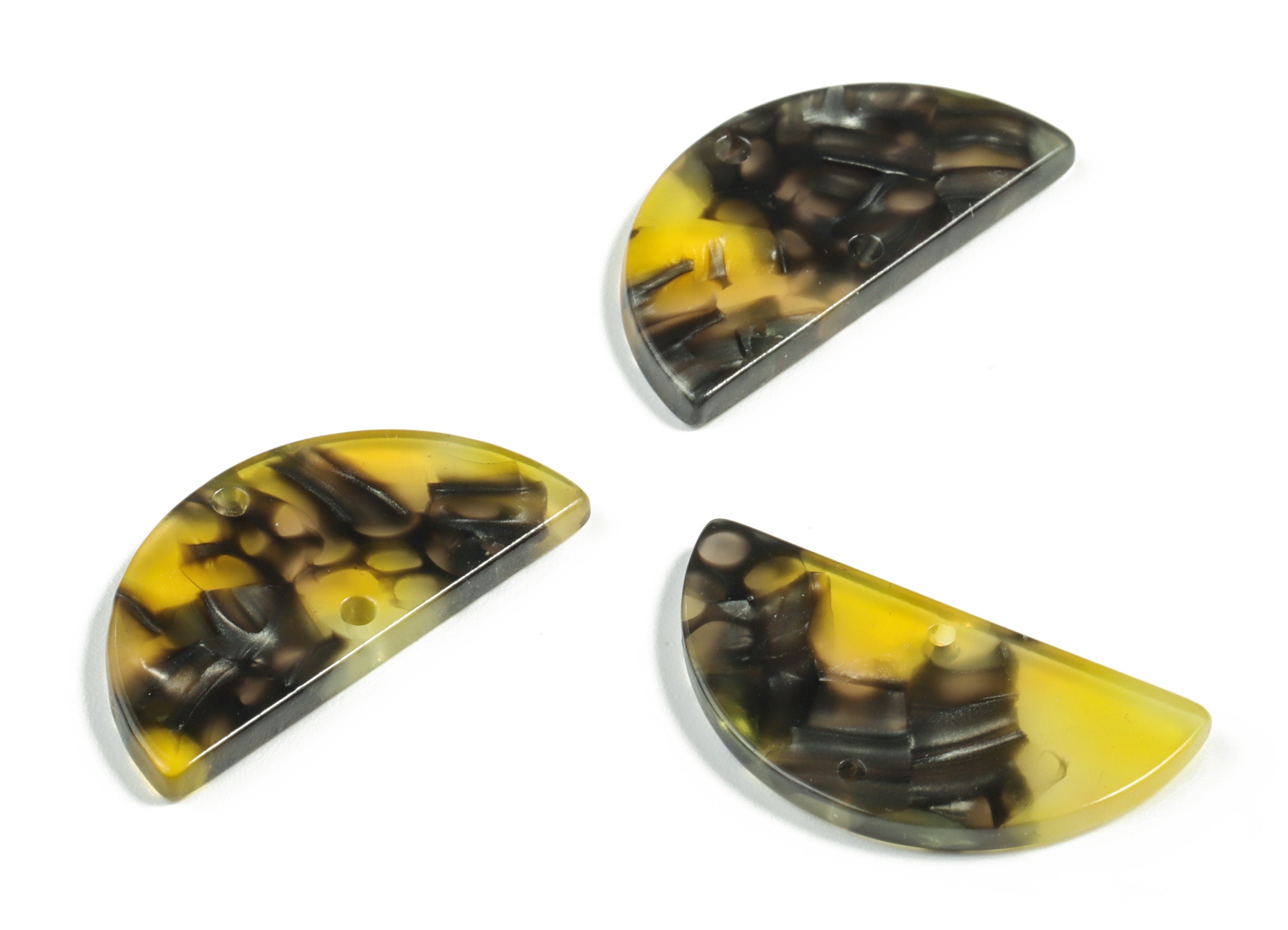 Acetate Semicircle Connectors - 2 Holes - Half Moon Earrings - Jewelry Making Supplies - Color Code:A570 - 29.75x15.04x2.55mm - AC2232-A570 - DOMEDBAZAAR