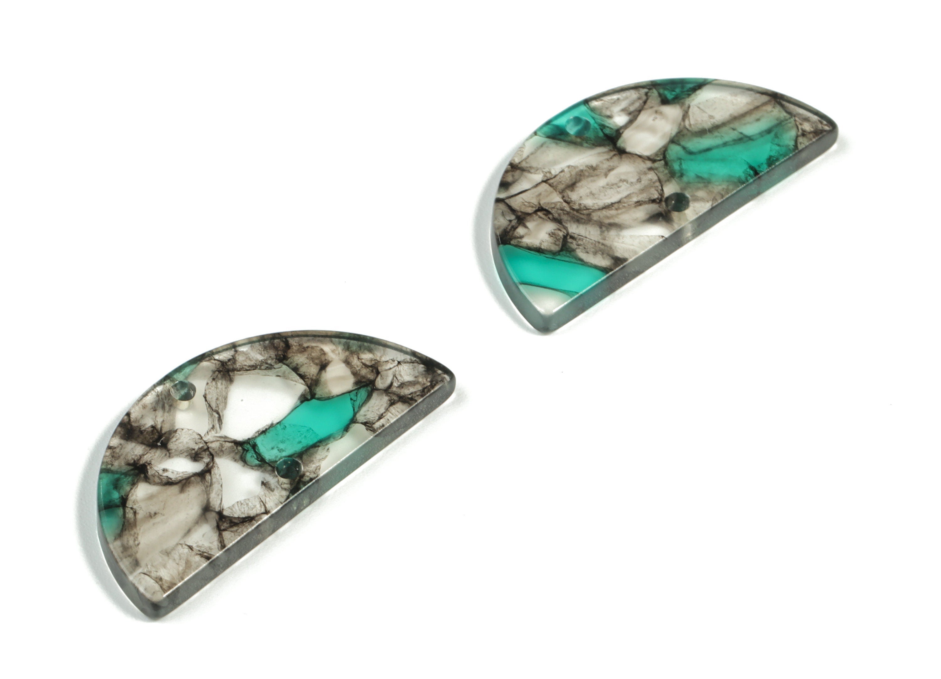 Acetate Semicircle Connectors - 2 Holes - Half Moon Earrings - Jewelry Making Supplies - Color Code:A568 - 29.62x14.97x2.51mm - AC2232-A568 - DOMEDBAZAAR