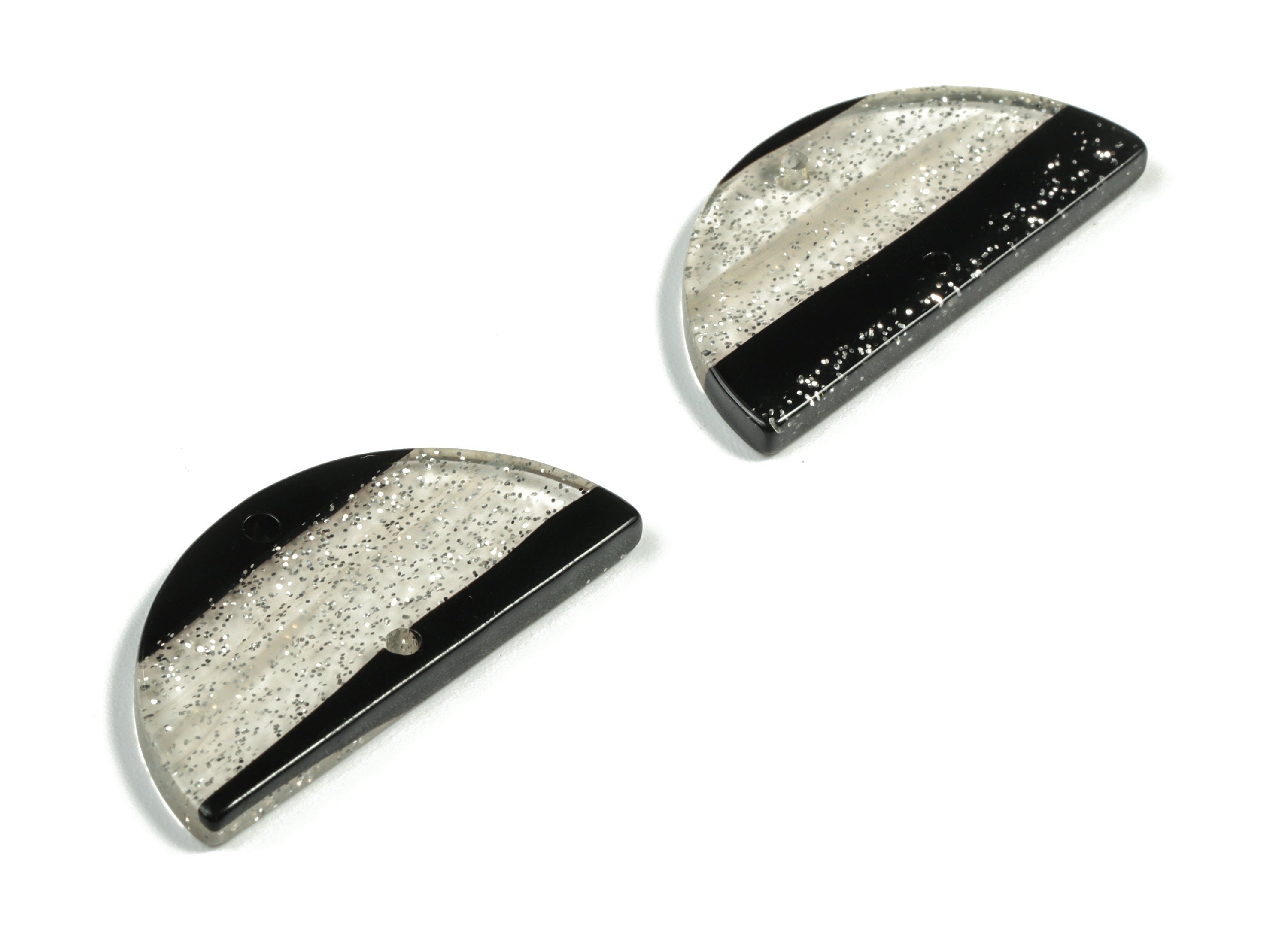 Acetate Semicircle Connectors - 2 Holes - Half Moon Earrings - Jewelry Making Supplies - Color Code:A567 - 29.48x15.02x2.57mm - AC2232-A567 - DOMEDBAZAAR