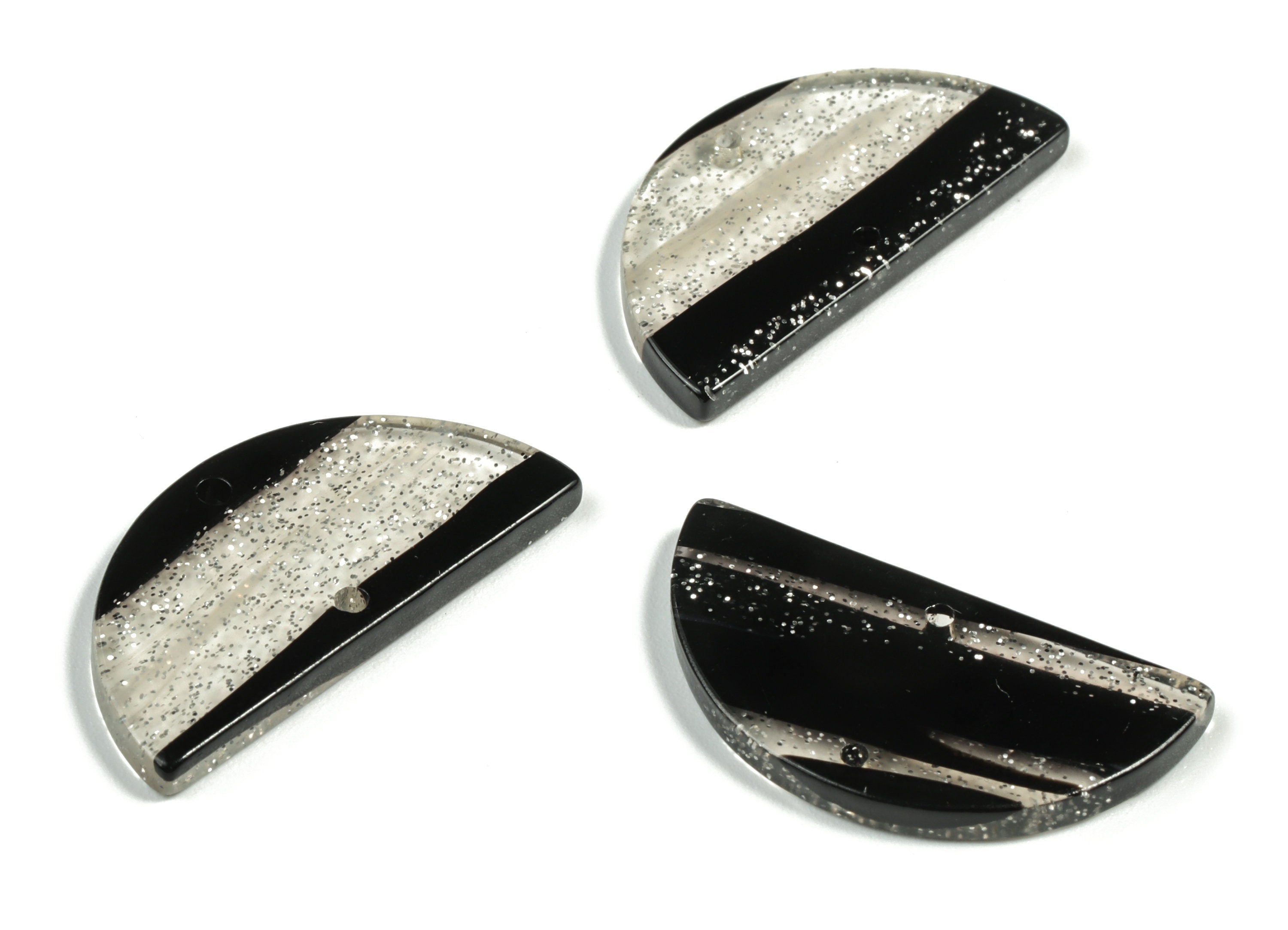 Acetate Semicircle Connectors - 2 Holes - Half Moon Earrings - Jewelry Making Supplies - Color Code:A567 - 29.48x15.02x2.57mm - AC2232-A567 - DOMEDBAZAAR