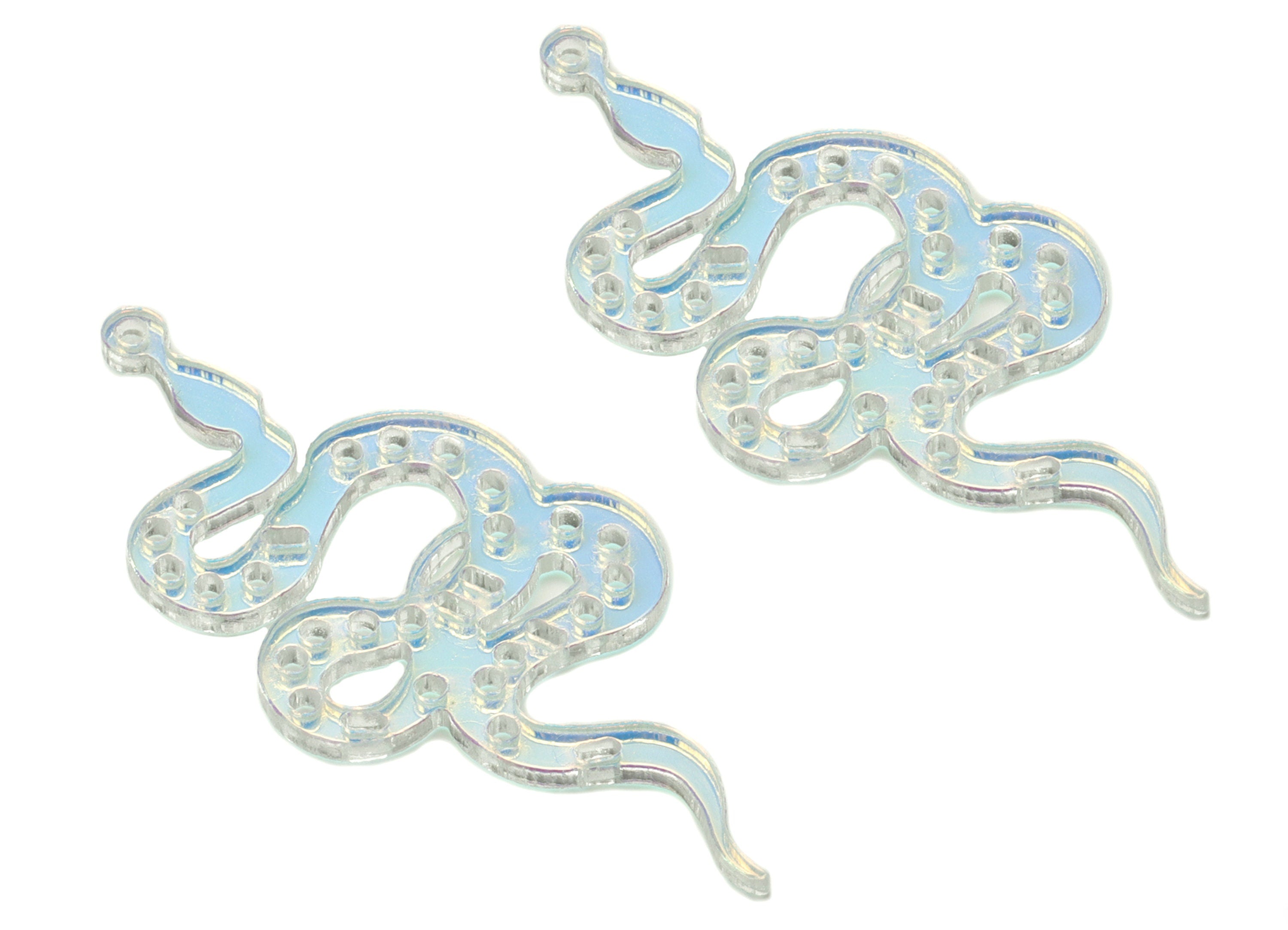 Colorful Acrylic Snake Earring Charms - Acrylic Snake Pendant - Jewelry Making Supplies - Color Code:A575 - 49.96x23.1x1.77mm - AC2239-A575 - DOMEDBAZAAR