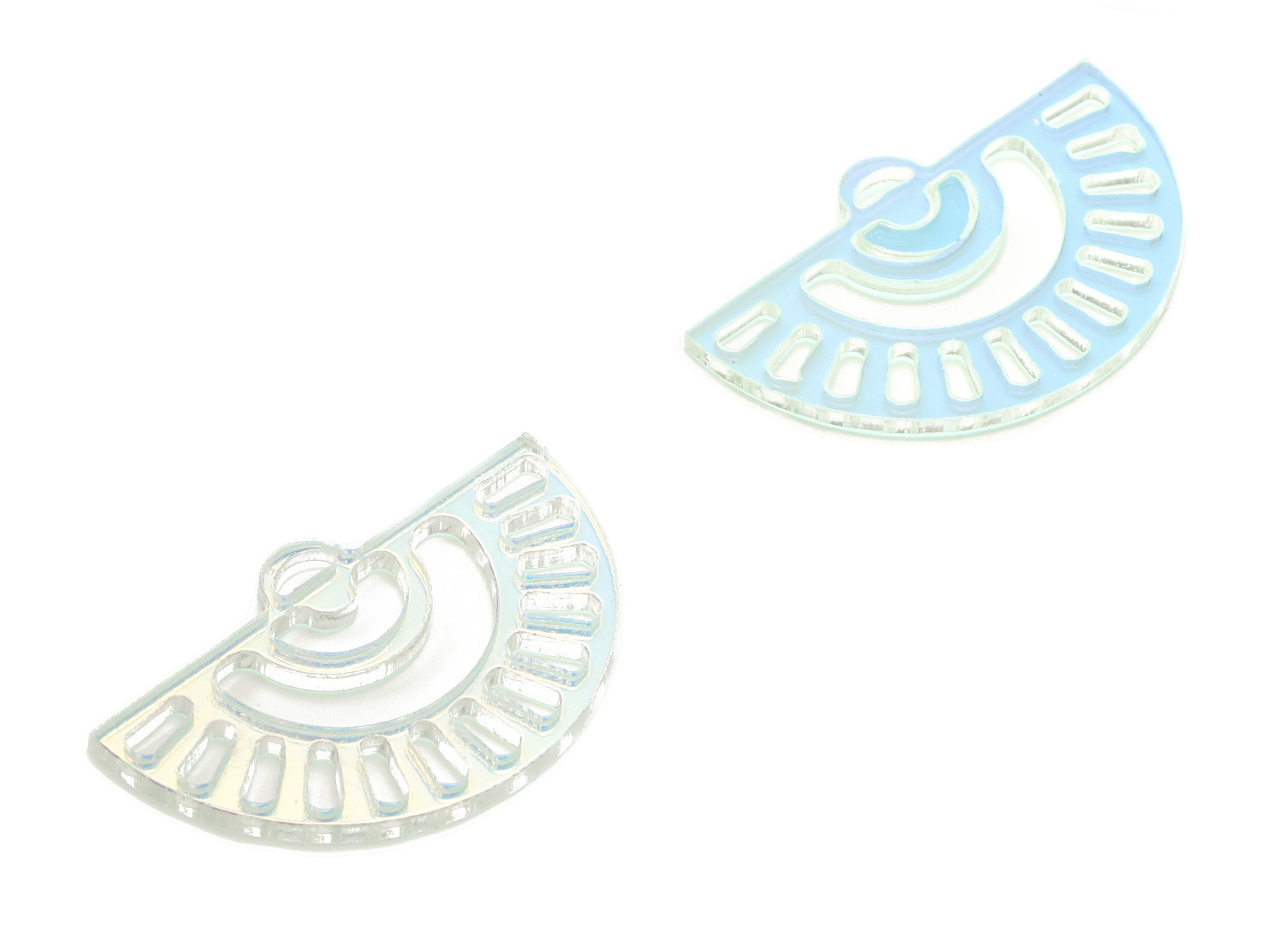 Colorful Acrylic Half Moon Earring Charms - Semicircle Rainbow Pendant - Jewellery Supplies - Color Code:A575 - 35.6x22x1.7mm - AC2236-A575 - DOMEDBAZAAR