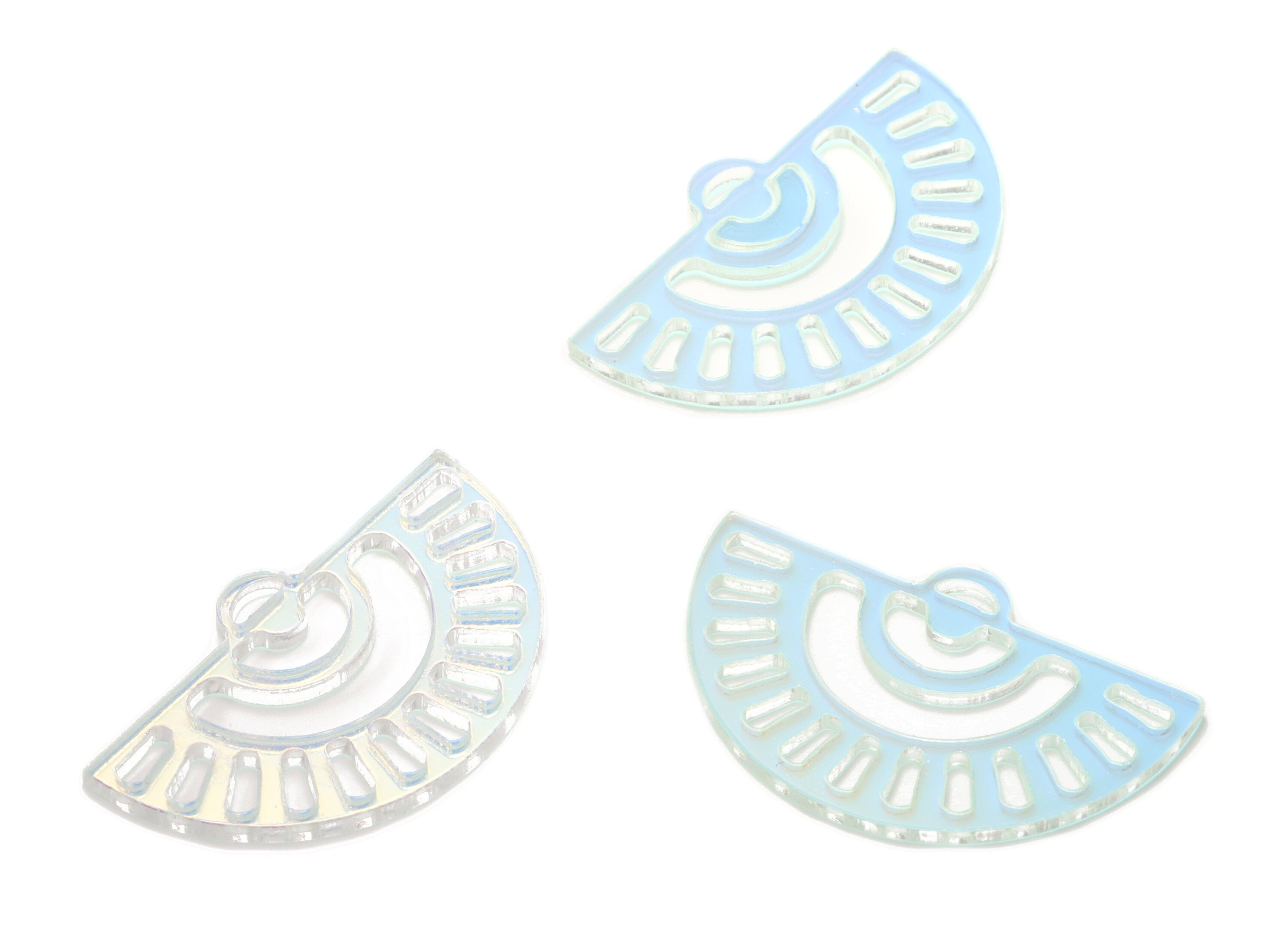 Colorful Acrylic Half Moon Earring Charms - Semicircle Rainbow Pendant - Jewellery Supplies - Color Code:A575 - 35.6x22x1.7mm - AC2236-A575 - DOMEDBAZAAR