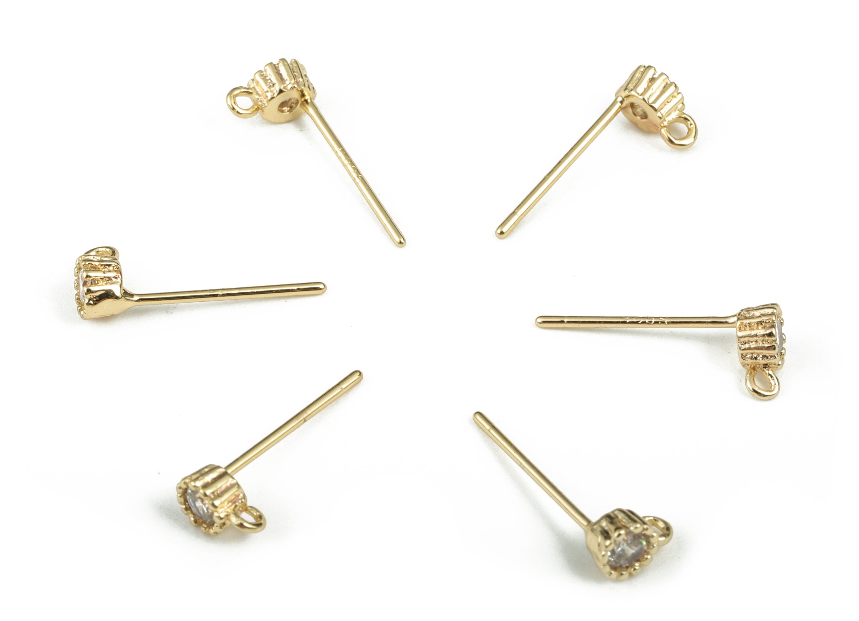 Zirconia Stud Earrings with Loops - Crystal Stud Earrings - Ear Stoppers - DIY Jewelry Making Finding – 5.71 x 3.75 x 2.58mm - RGP2885 - DOMEDBAZAAR