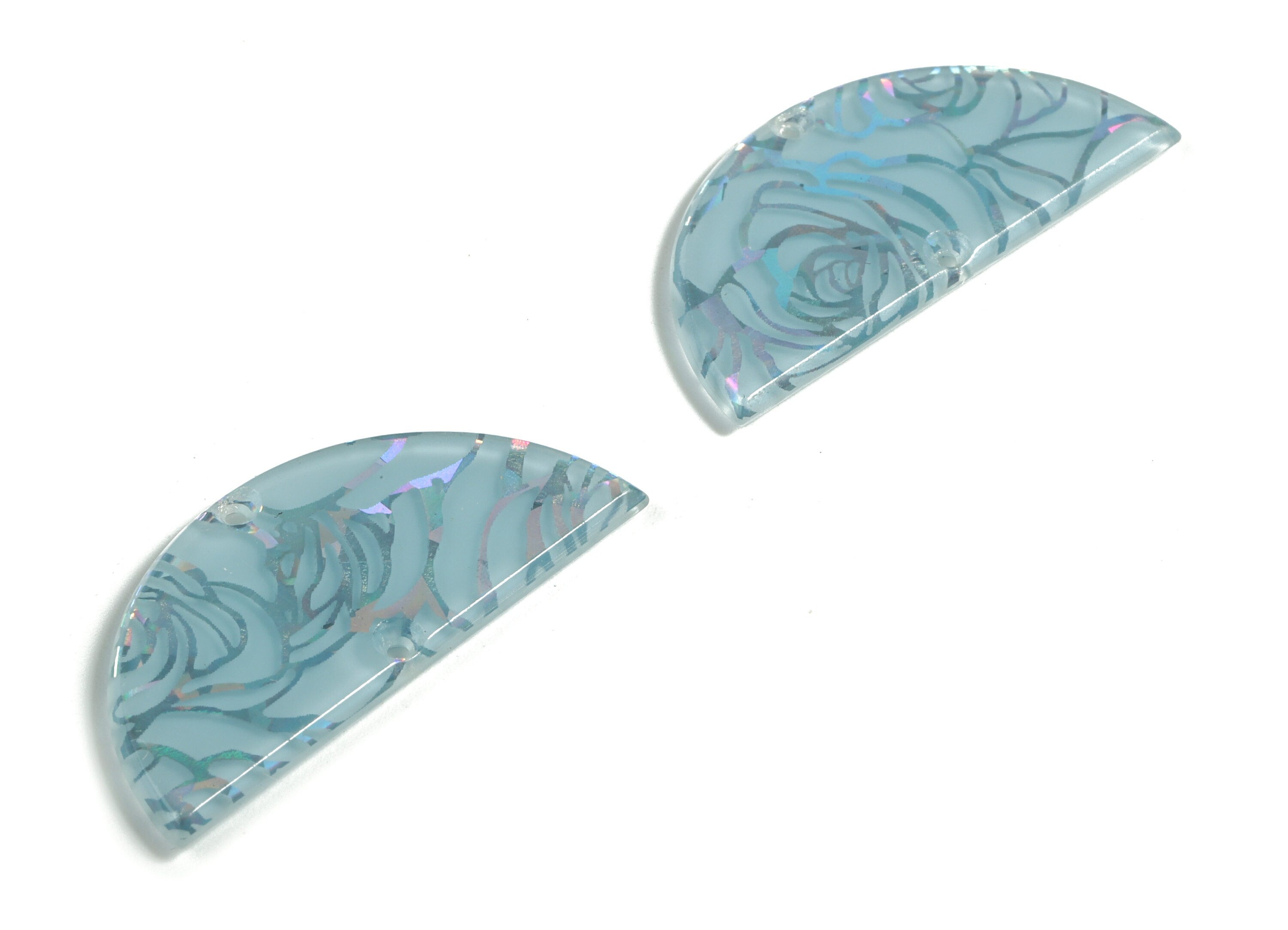 Acetate Semicircle Connectors - 2 Holes - Half Moon Earrings - Earring Findings - Color Code:A555 - 37.2x18.55x2.4mm - AC1794-A555 - DOMEDBAZAAR