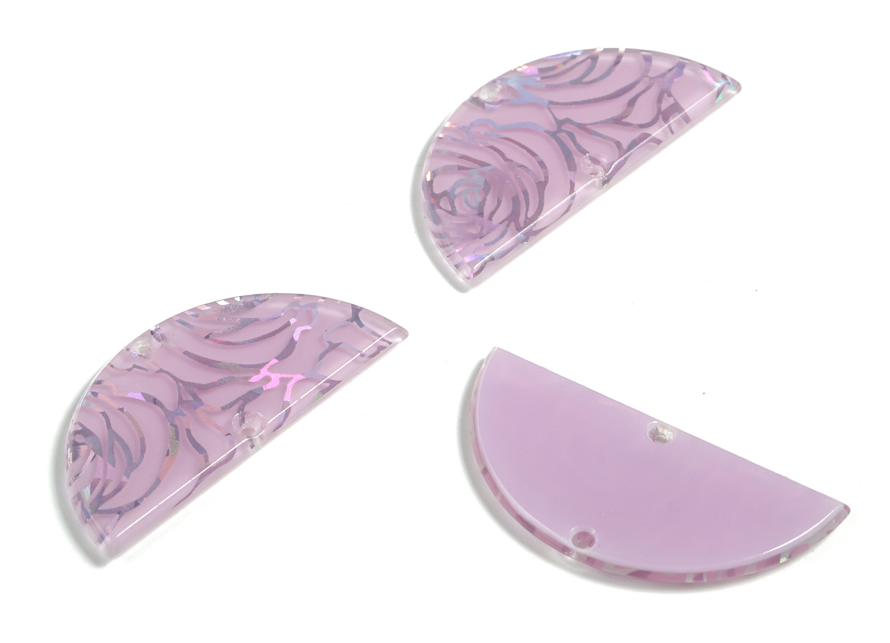 Acetate Semicircle Connectors - 2 Holes - Half Moon Earrings - Earring Findings - Color Code:A558 - 37.2x18.55x2.4mm - AC1794-A558 - DOMEDBAZAAR